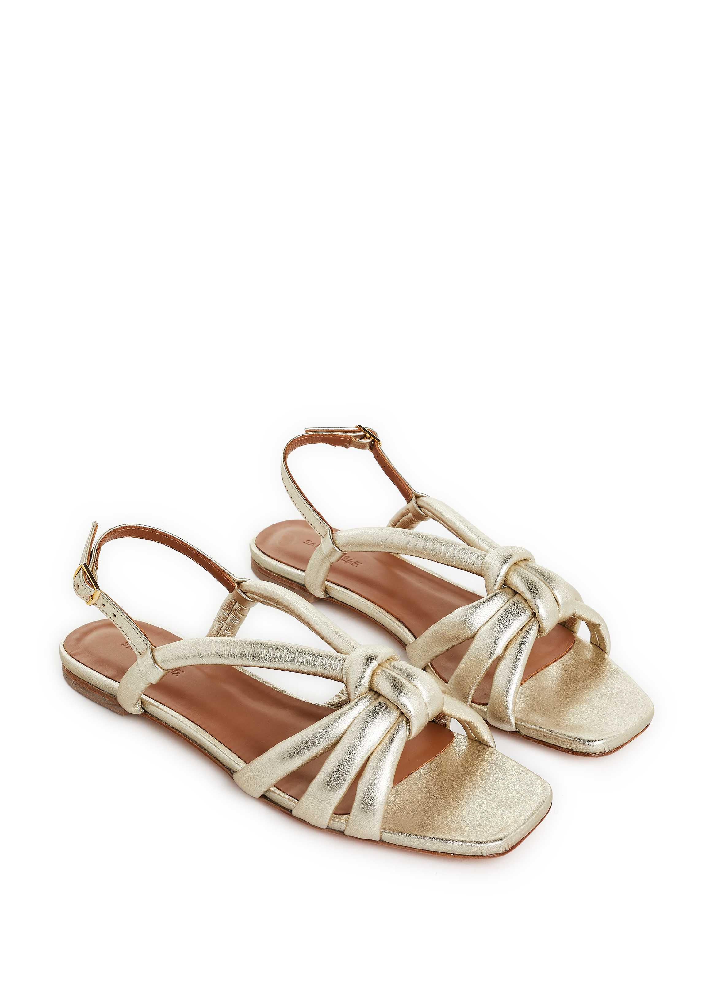 Flat leather sandals SAISON 1865 Golden