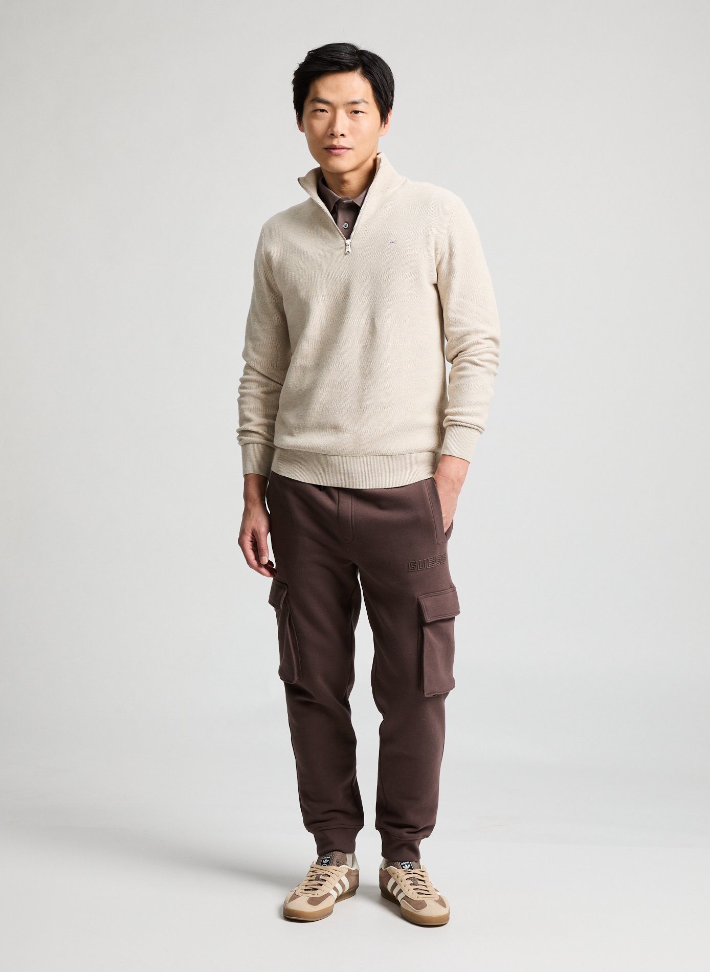 Cotton piqué jumper EDEN PARK Beige
