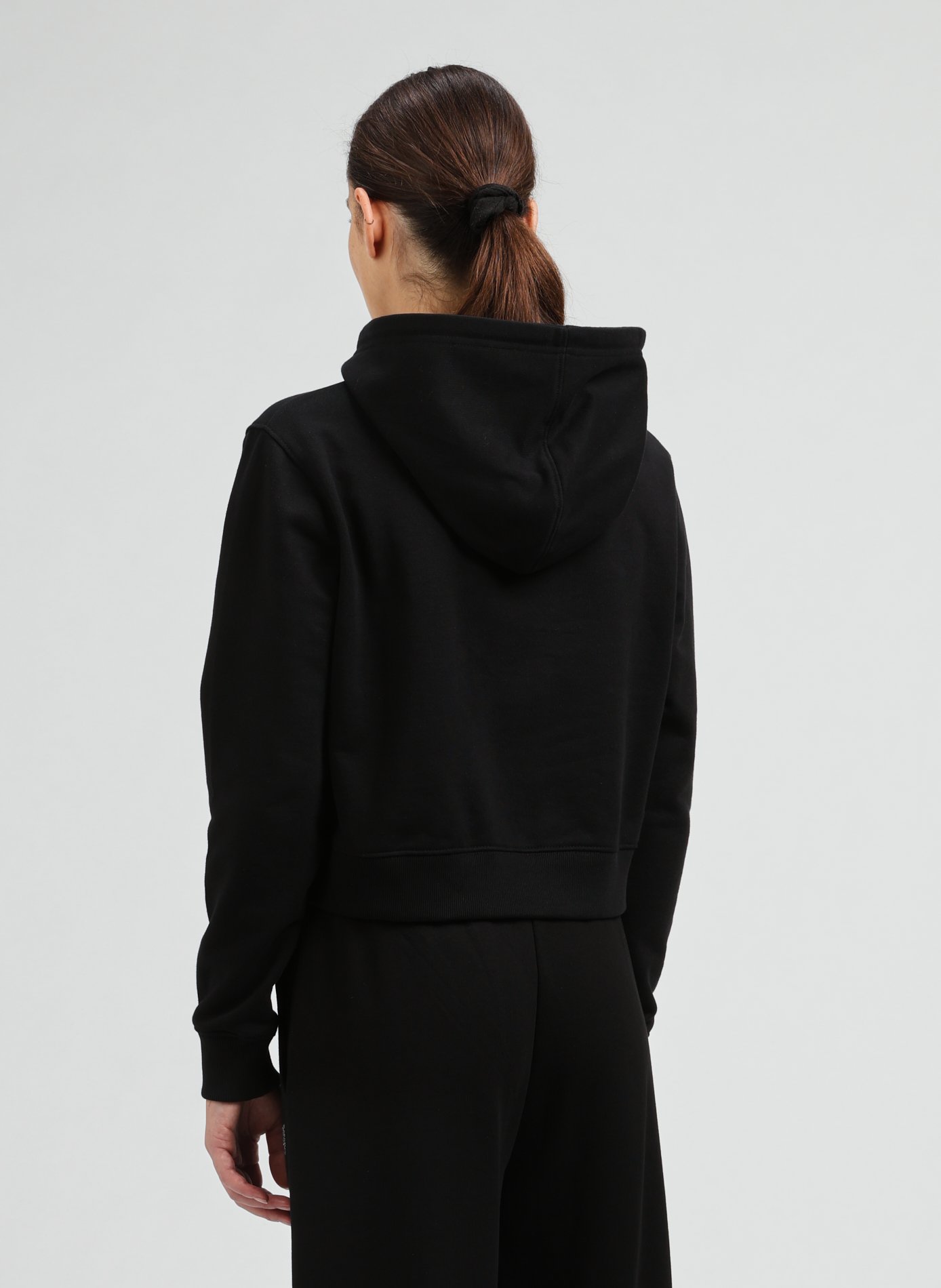 Short embroidered cotton sweatshirt GUESS Black