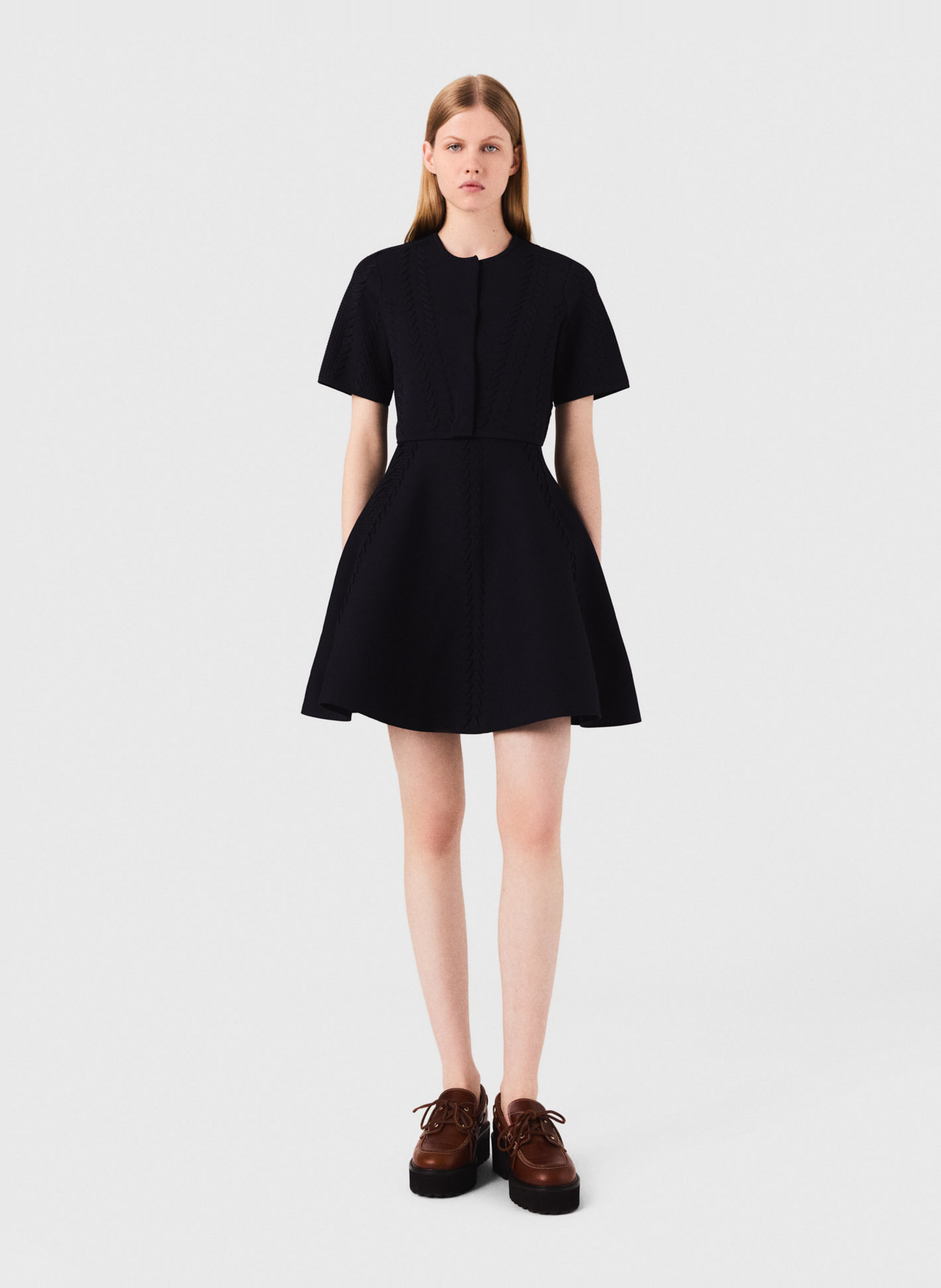 Cardigan court en maille tressée MAJE Bleu