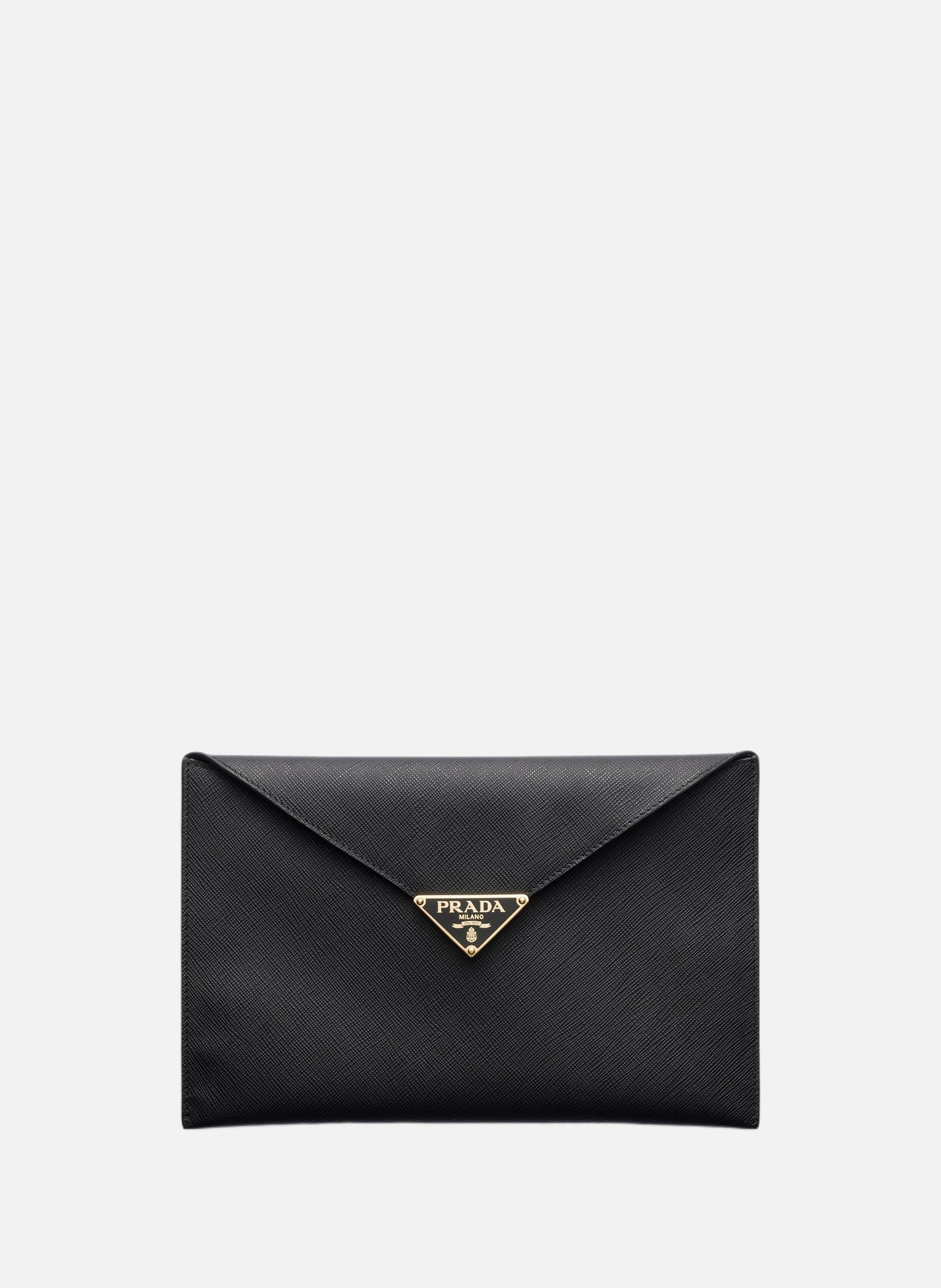 Pochette enveloppe en cuir saffiano PRADA Noir