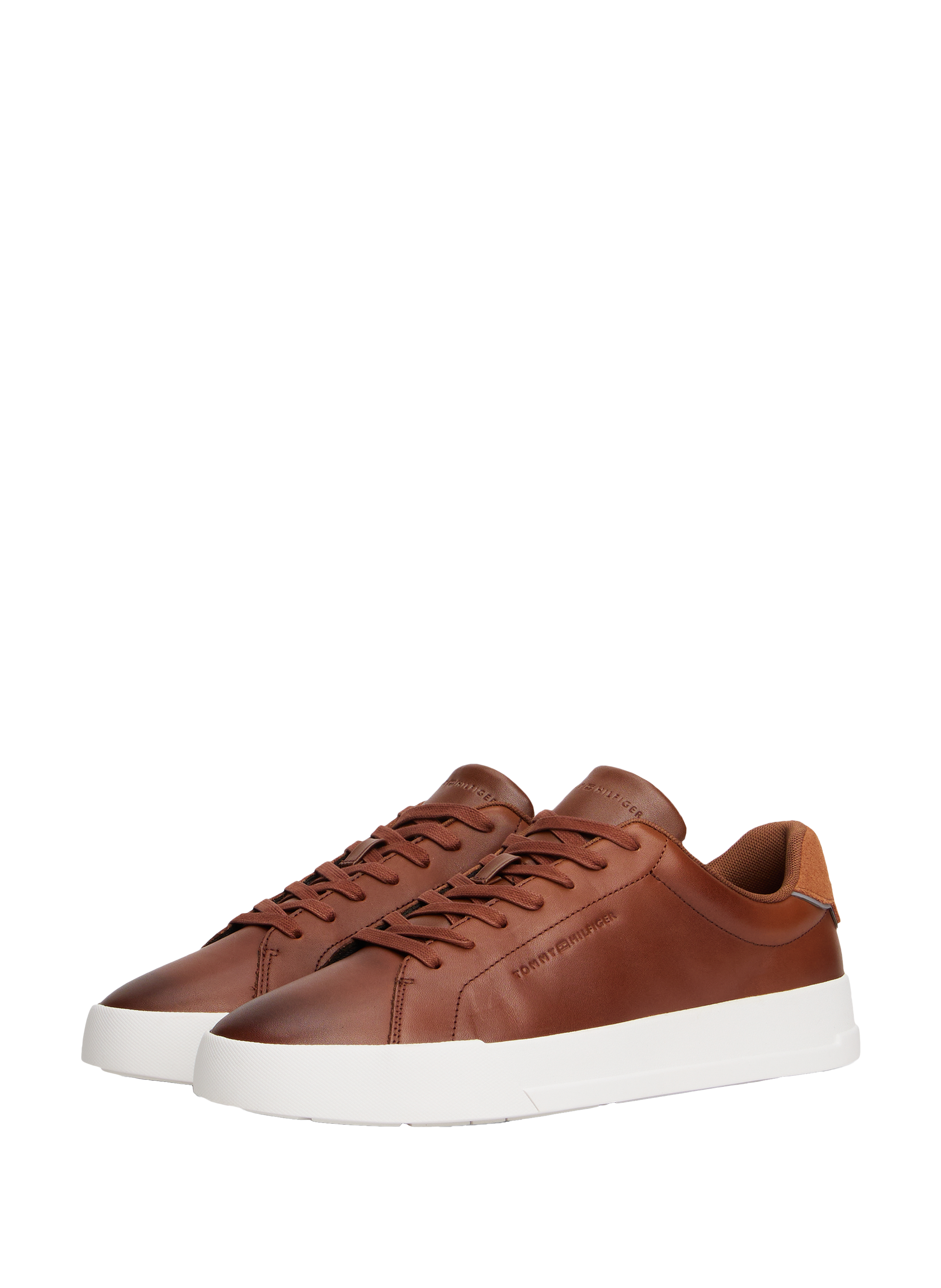 Leather logo sneakers TOMMY HILFIGER Brown