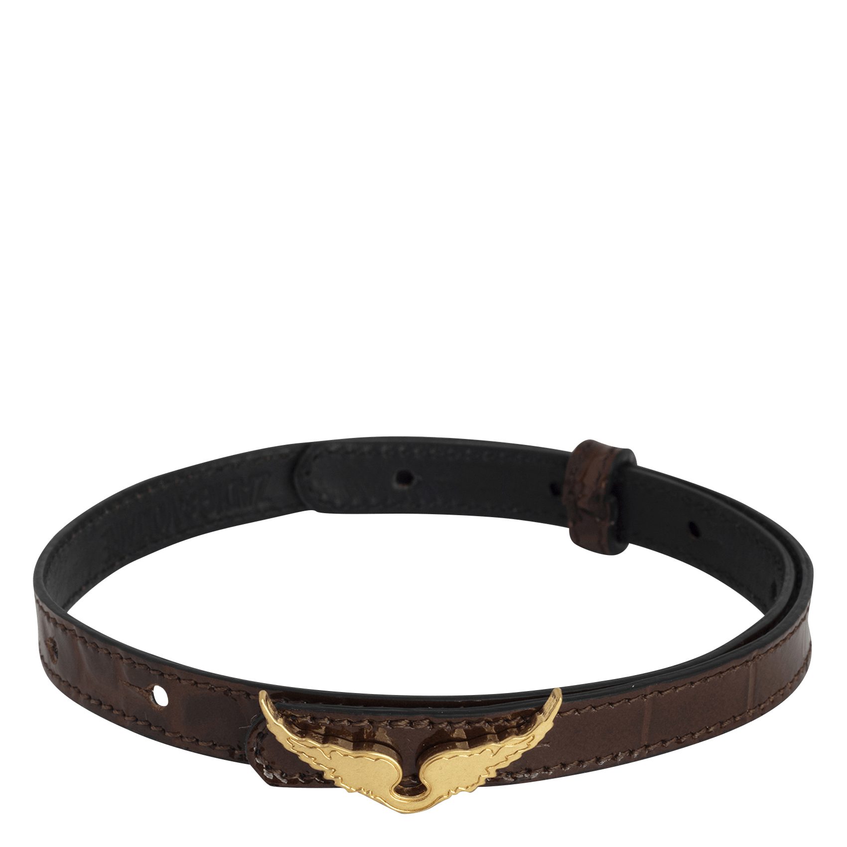 Bracelet cuir avec aile en métal rock ZADIG&VOLTAIRE Marron