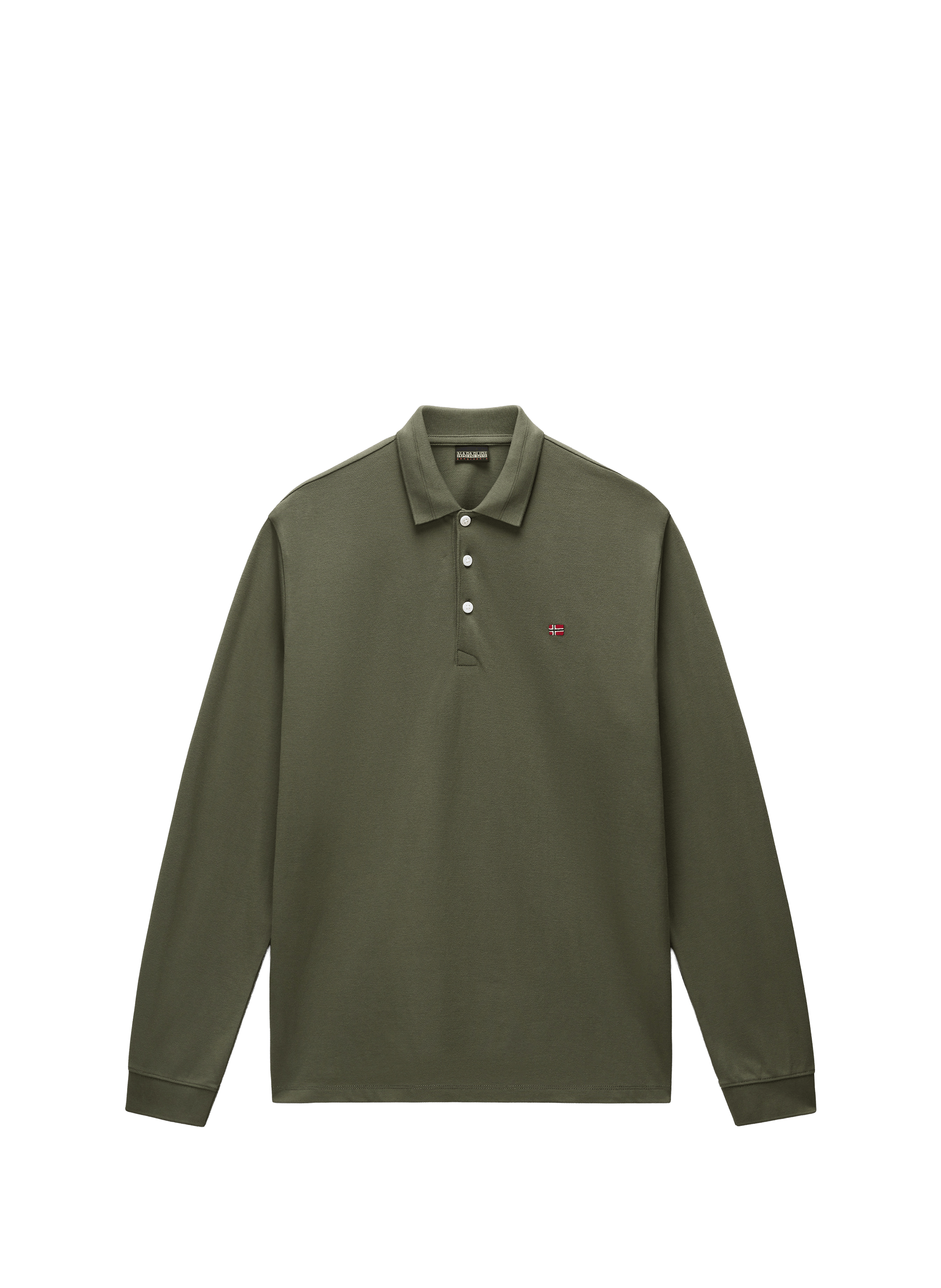 Long-sleeved cotton polo shirt NAPAPIJRI Green