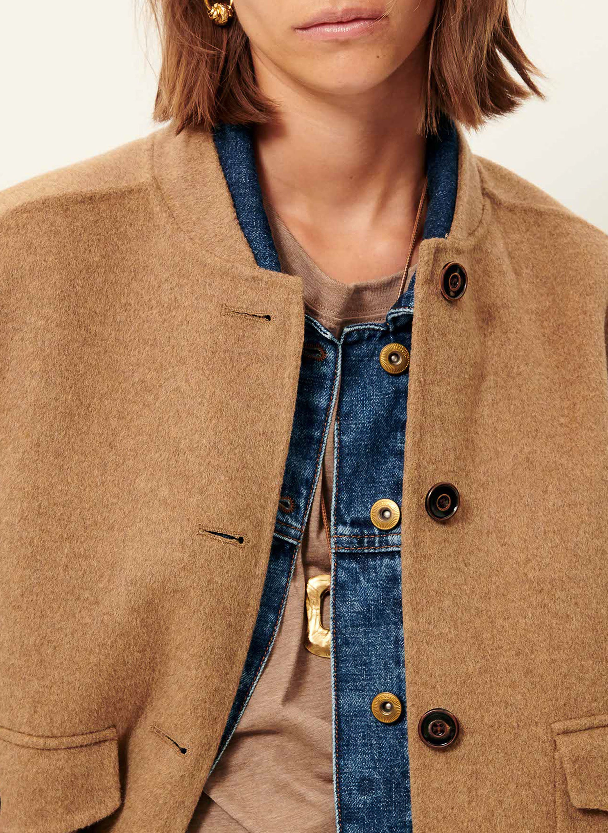 Veste oversize en laine mélangée parkless SESSUN Beige