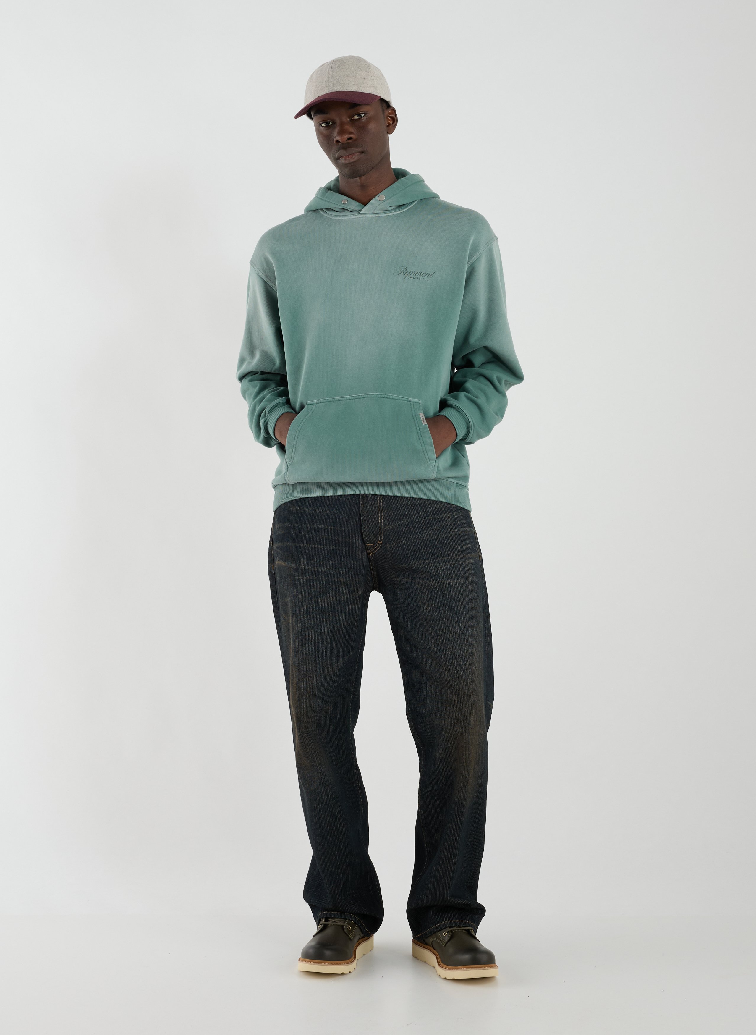 Sweatshirt à capuche en coton REPRESENT Vert