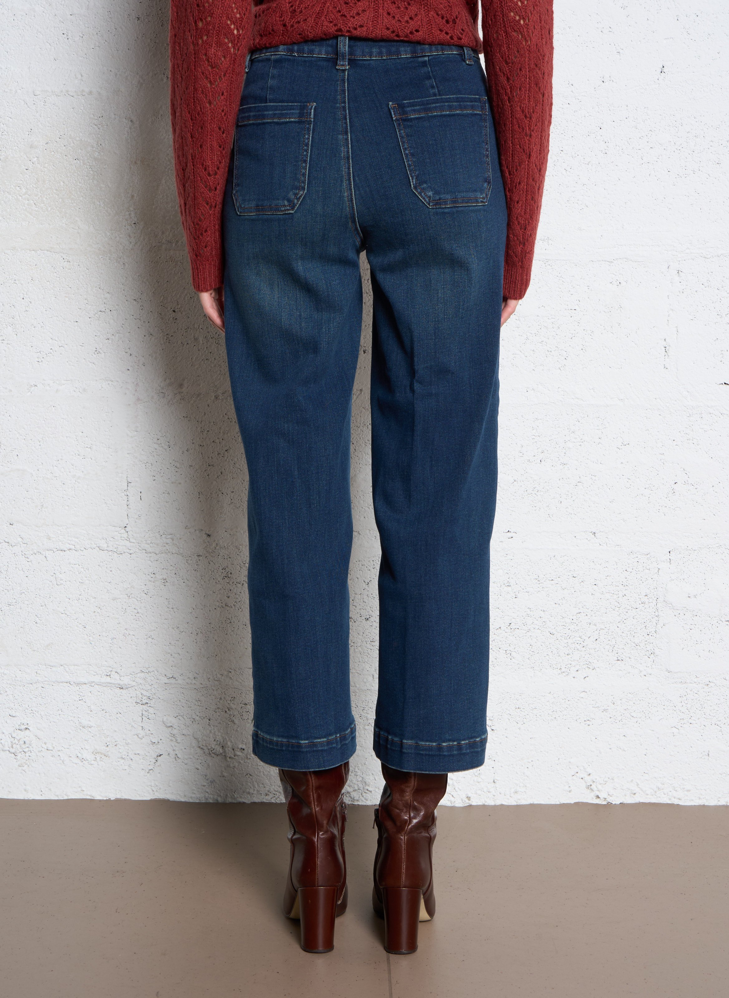 Jean cropped évasé en coton mélangé lea MAISON 123 Bleu