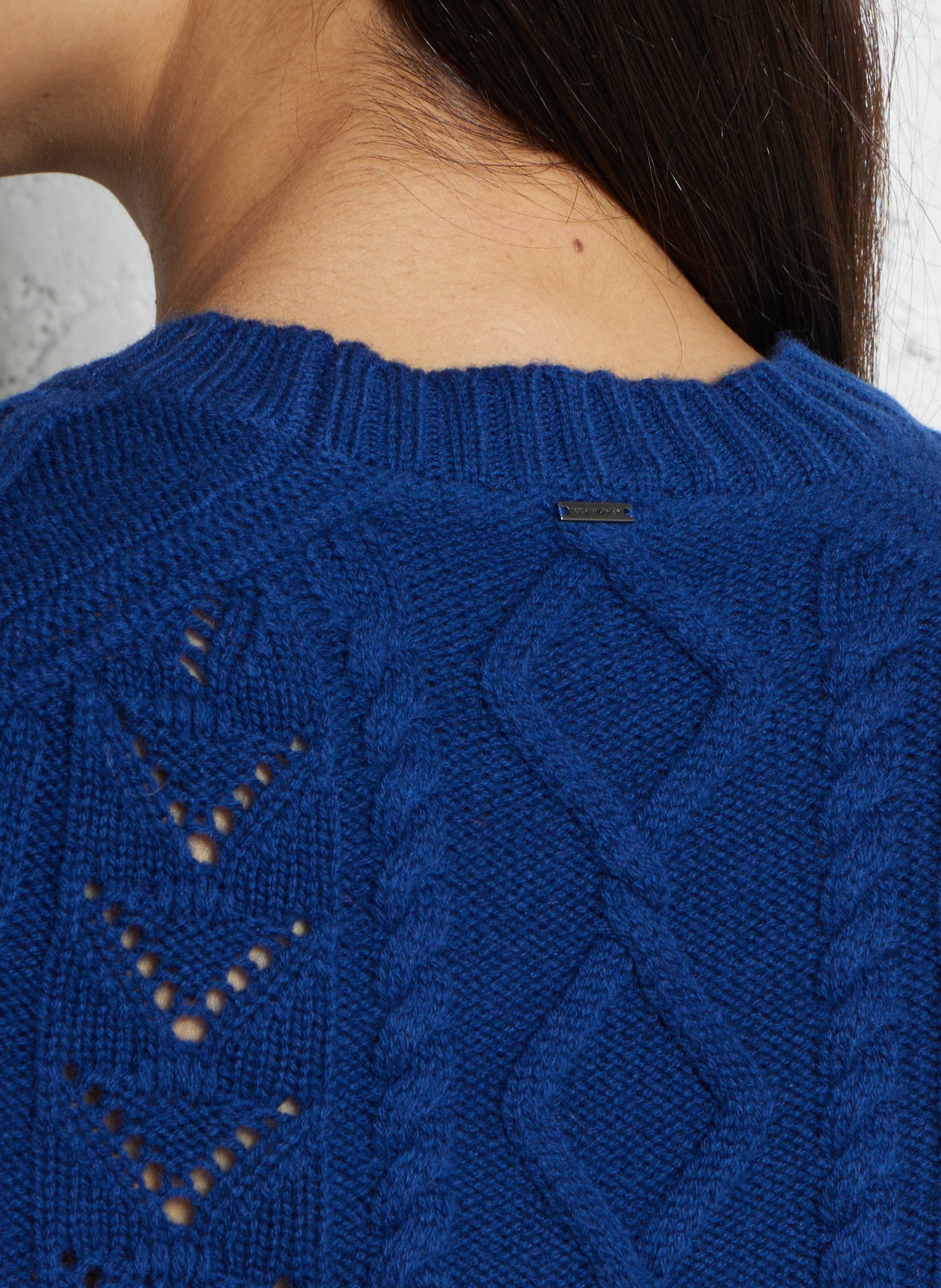 Pull col rond en laine IKKS Bleu