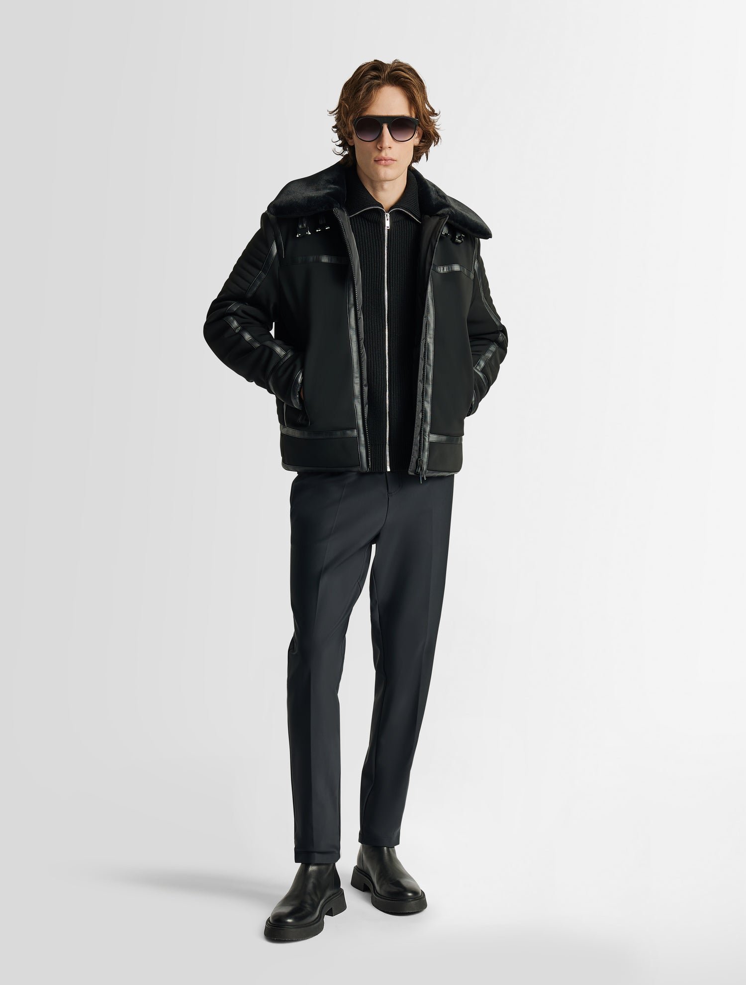 Blouson harlo col tailleur coupe regular FUSALP Noir