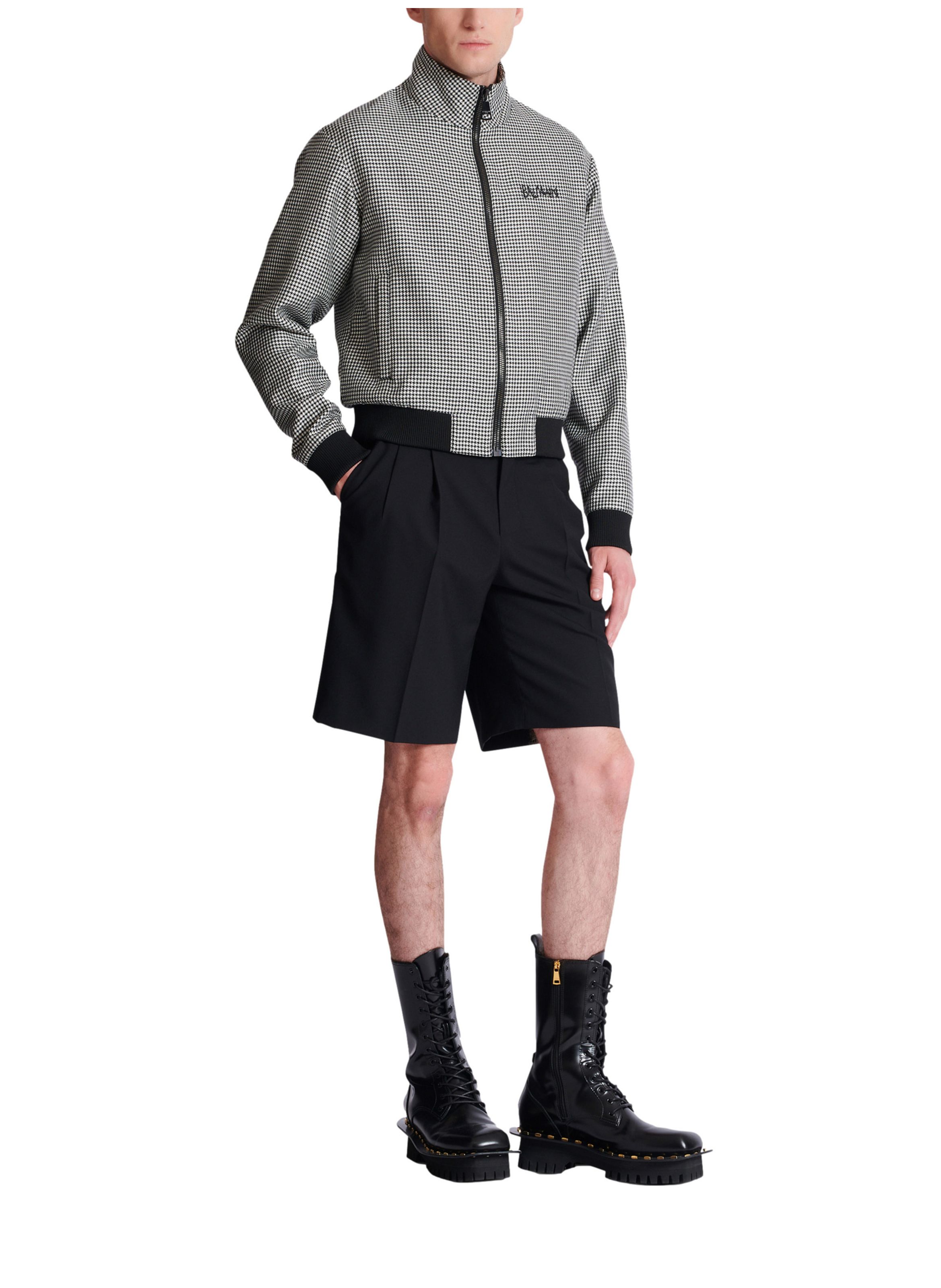 Veste en laine pied-de-poule BALMAIN Noir