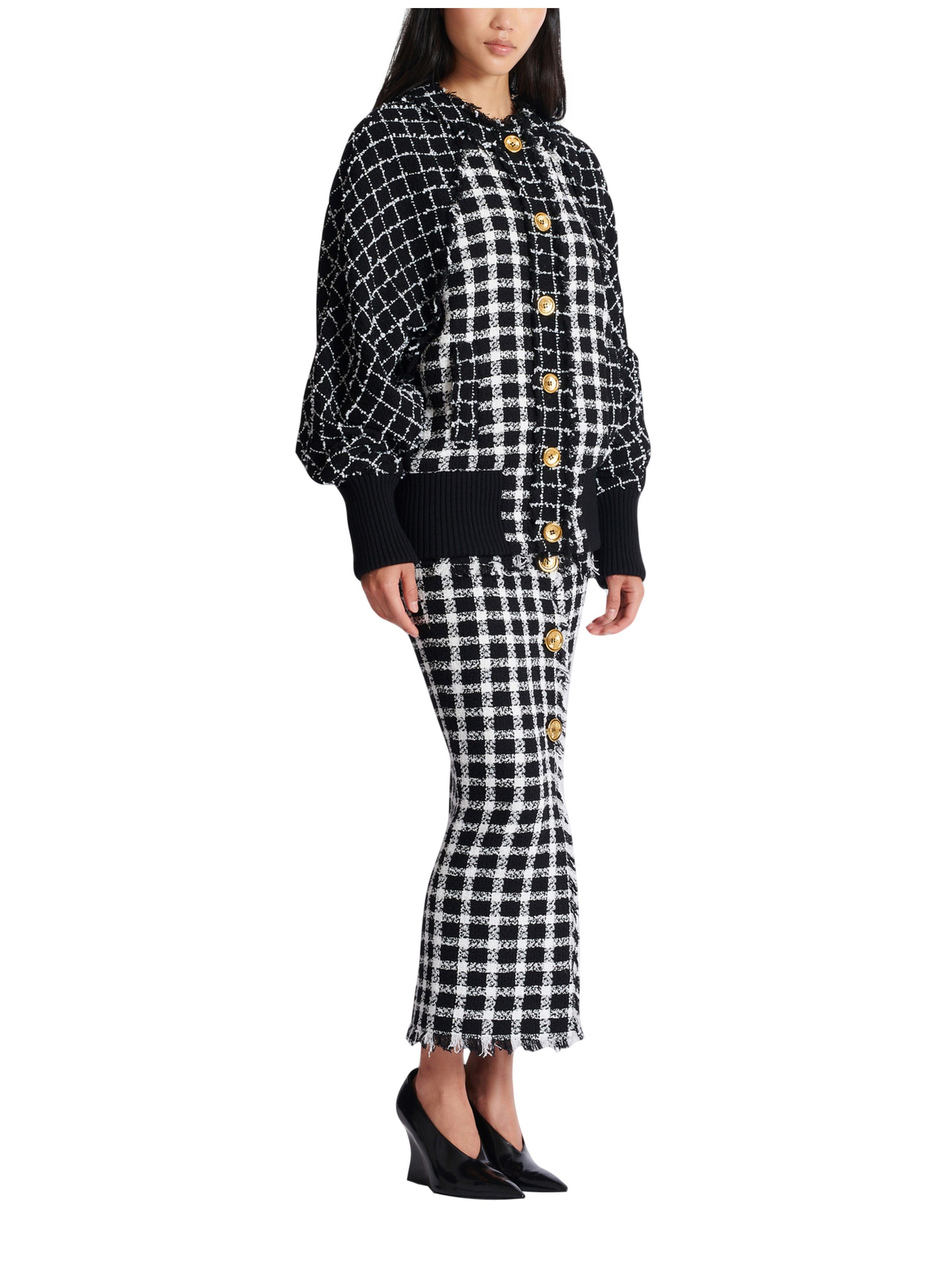 Bomber oversize en tweed mélangé BALMAIN Noir