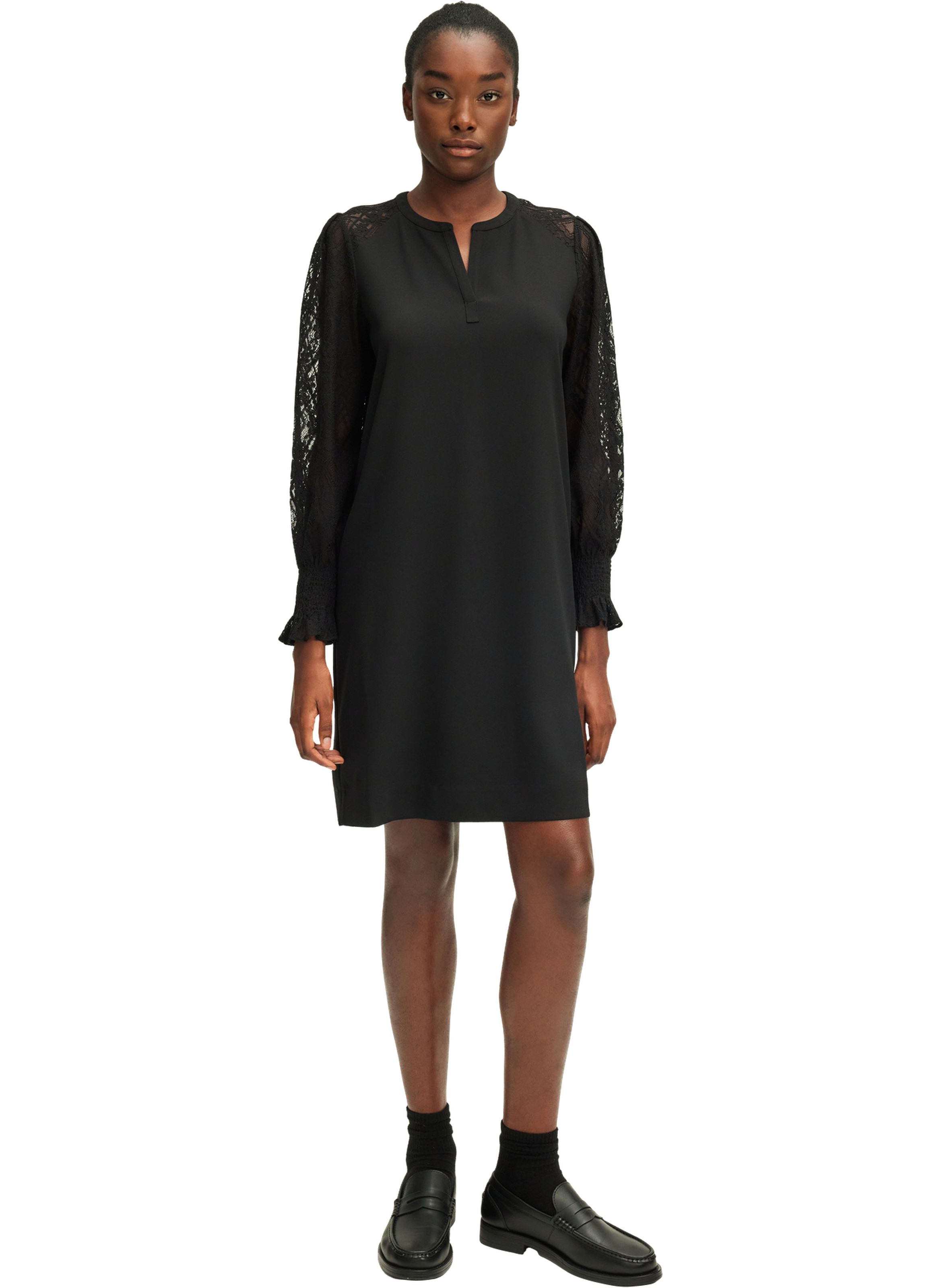 Robe courte aux manches en dentelle - stephanie PABLO Noir