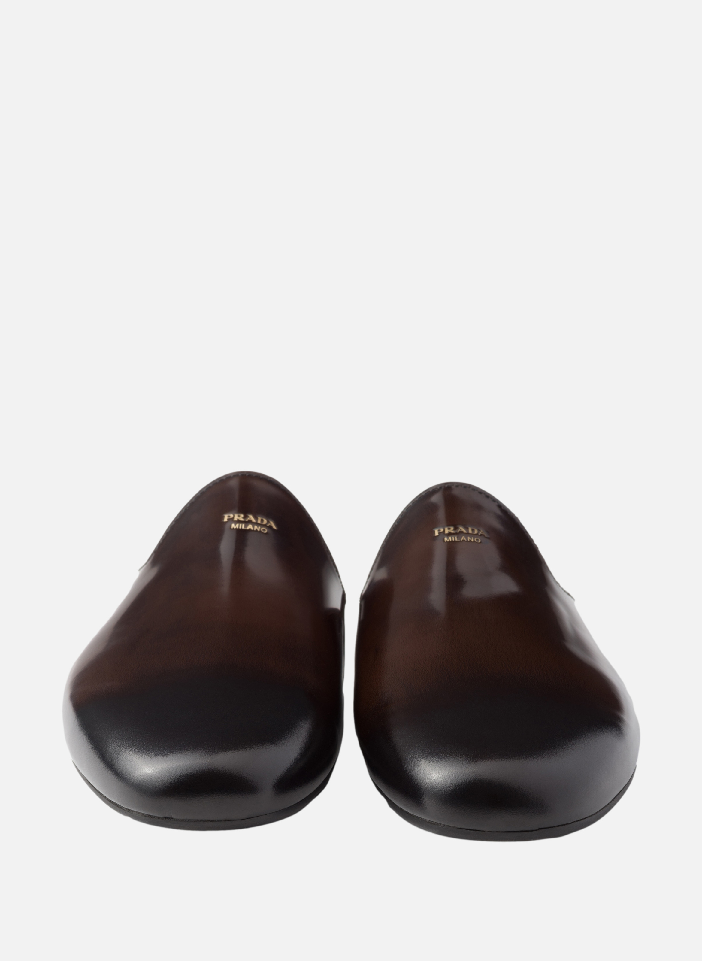 Pantoufles en cuir brossé PRADA Marron