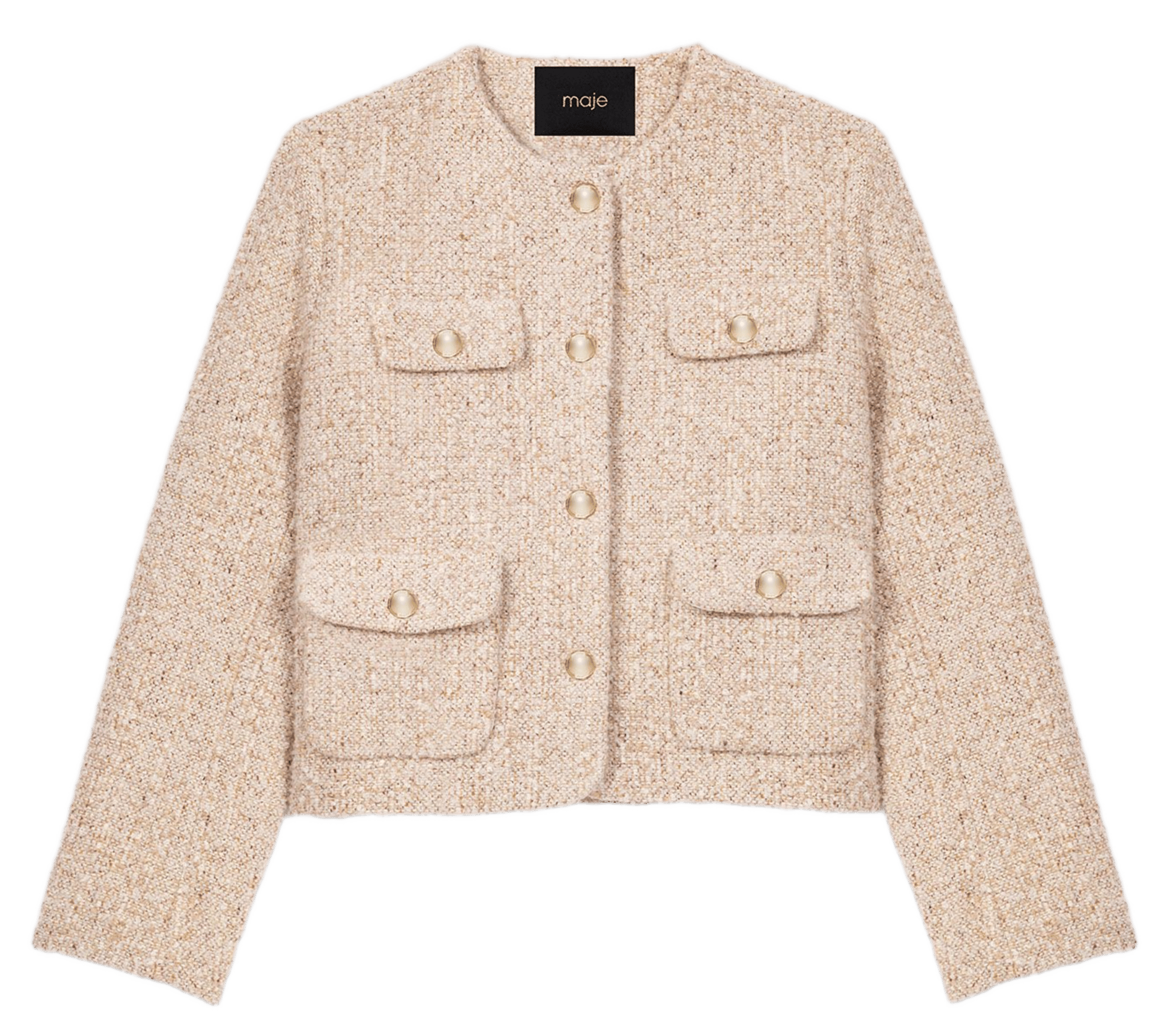 Veste courte boutonnée effet tweed MAJE Beige