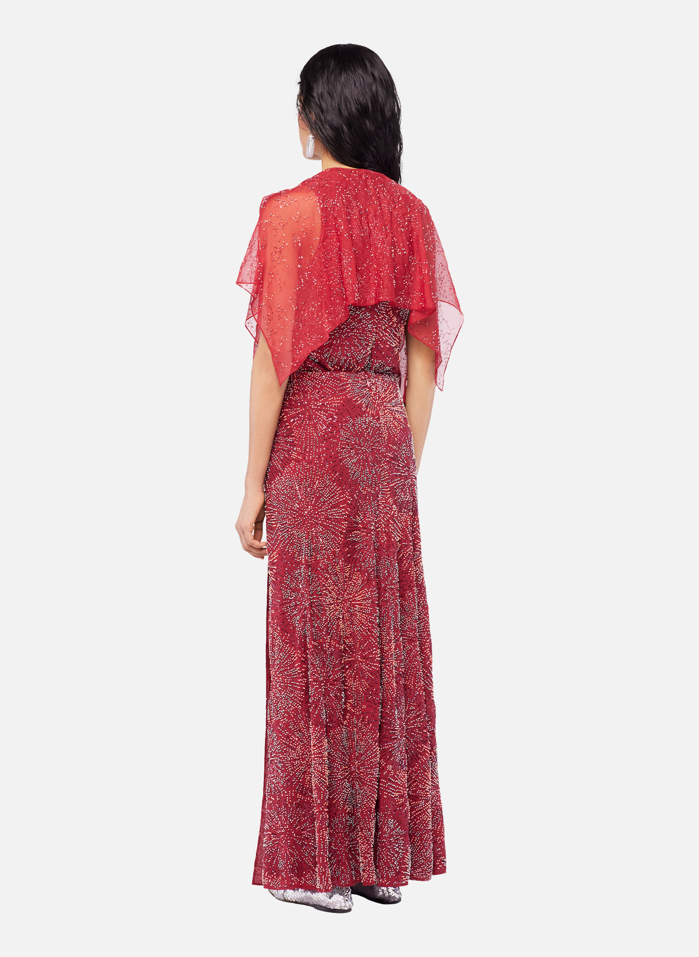 Jupe avec broderies de perles RABANNE Rouge