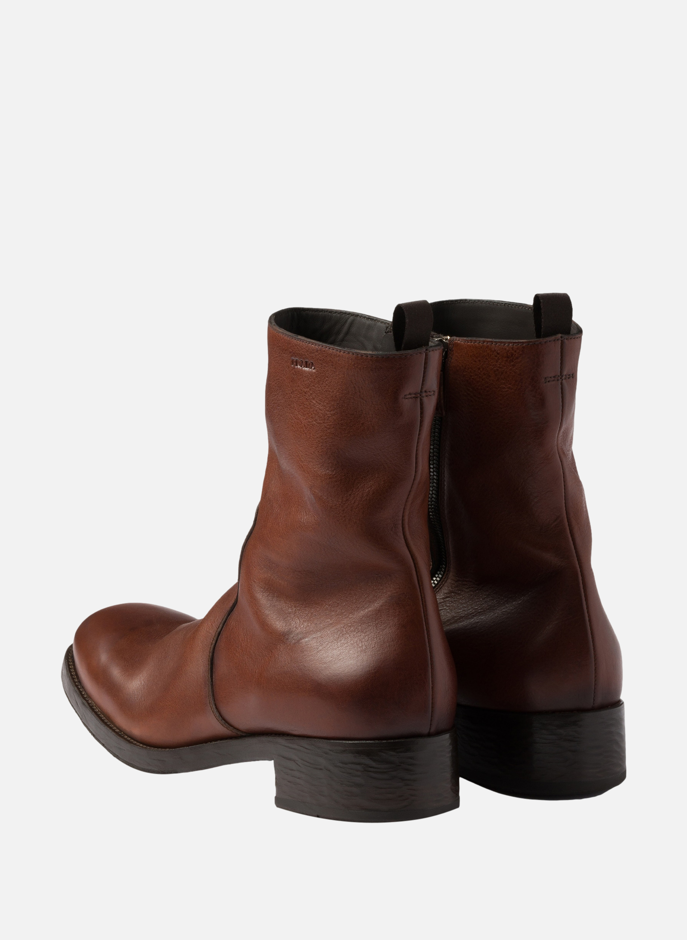 Bottes en cuir avec fermeture à glissière PRADA Marron