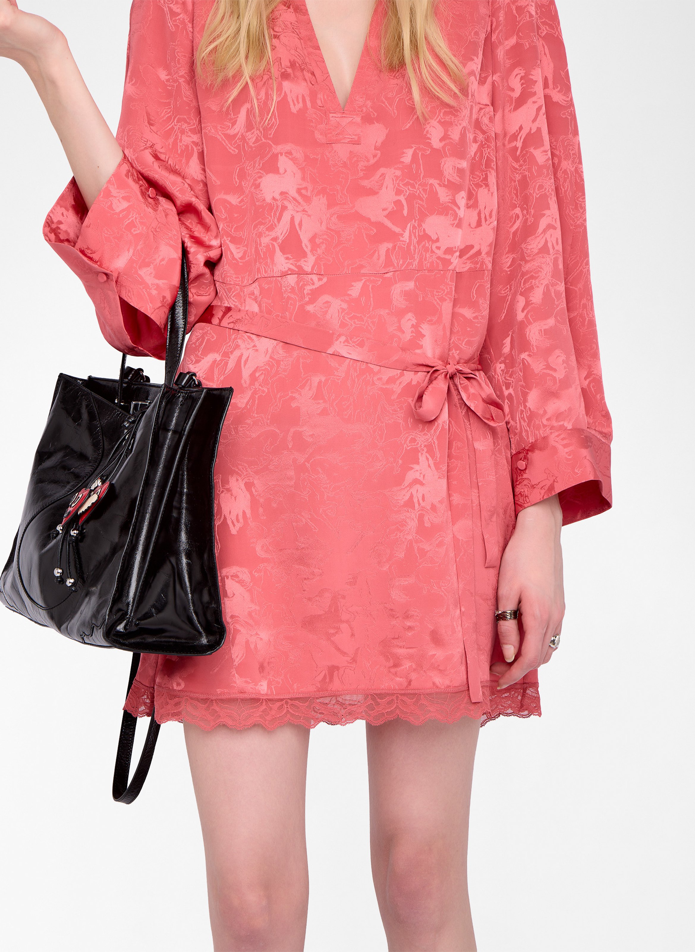 Robe courte esprit lingerie en soie jacquard ramasco ZADIG&VOLTAIRE Rose