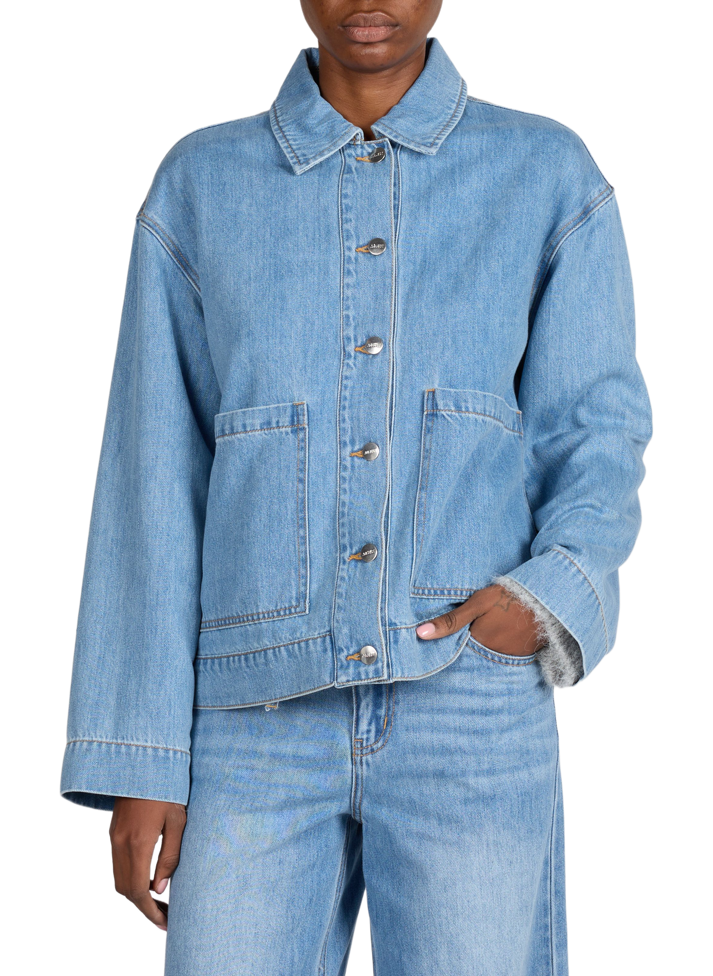 Bleached denim Shirt OBJECT Blue