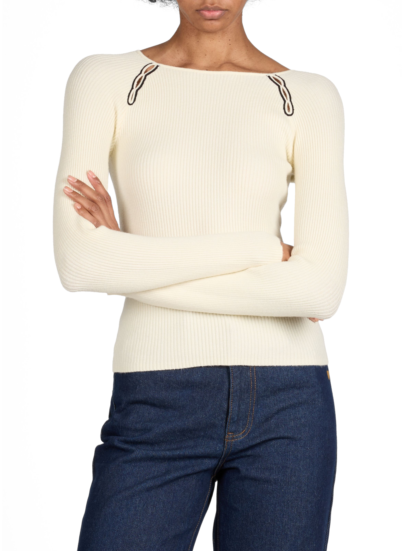 Vicamar ribbed sweater with round neck VILA Beige