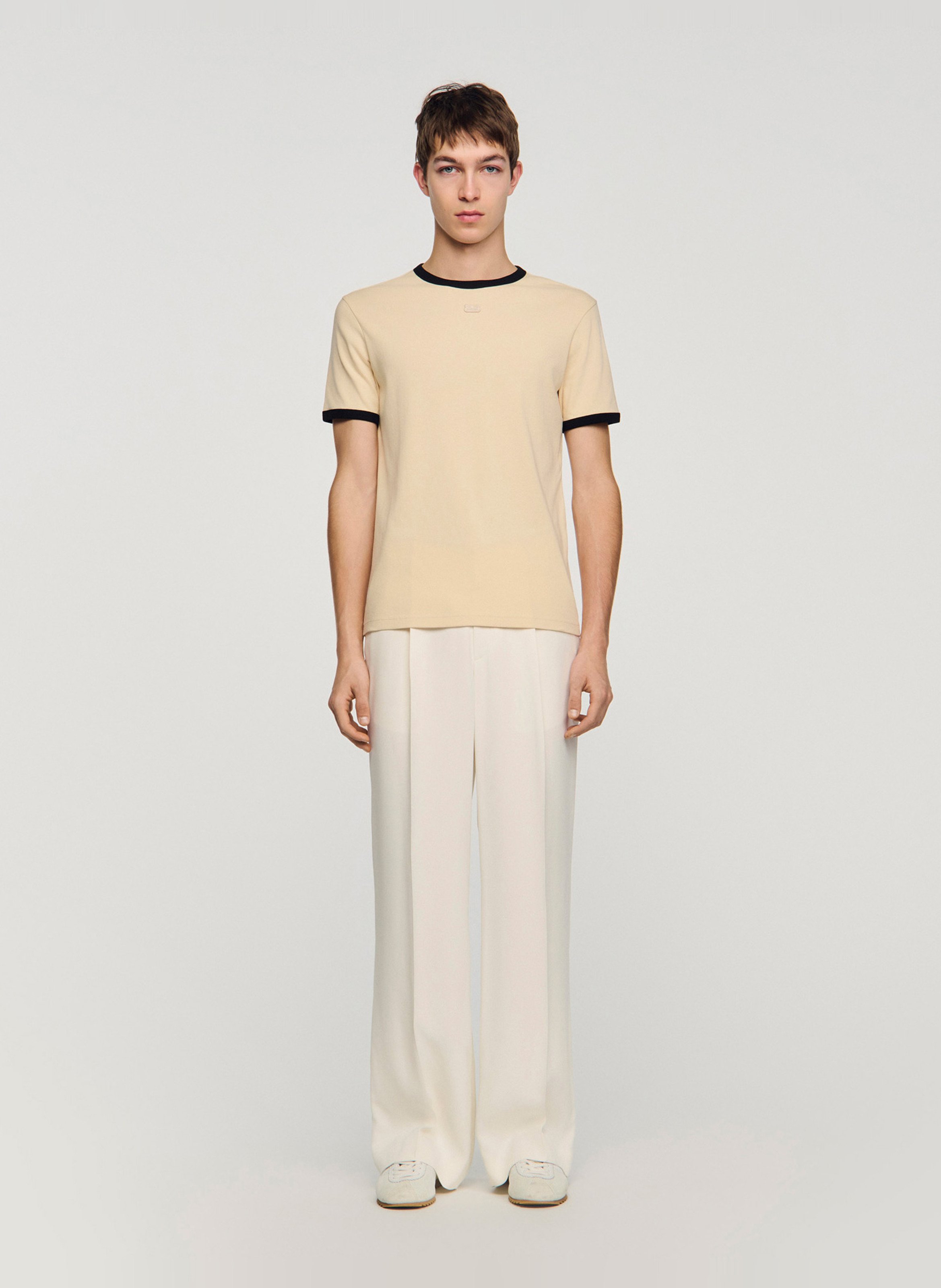 Tee-shirt droit en coton SANDRO Beige