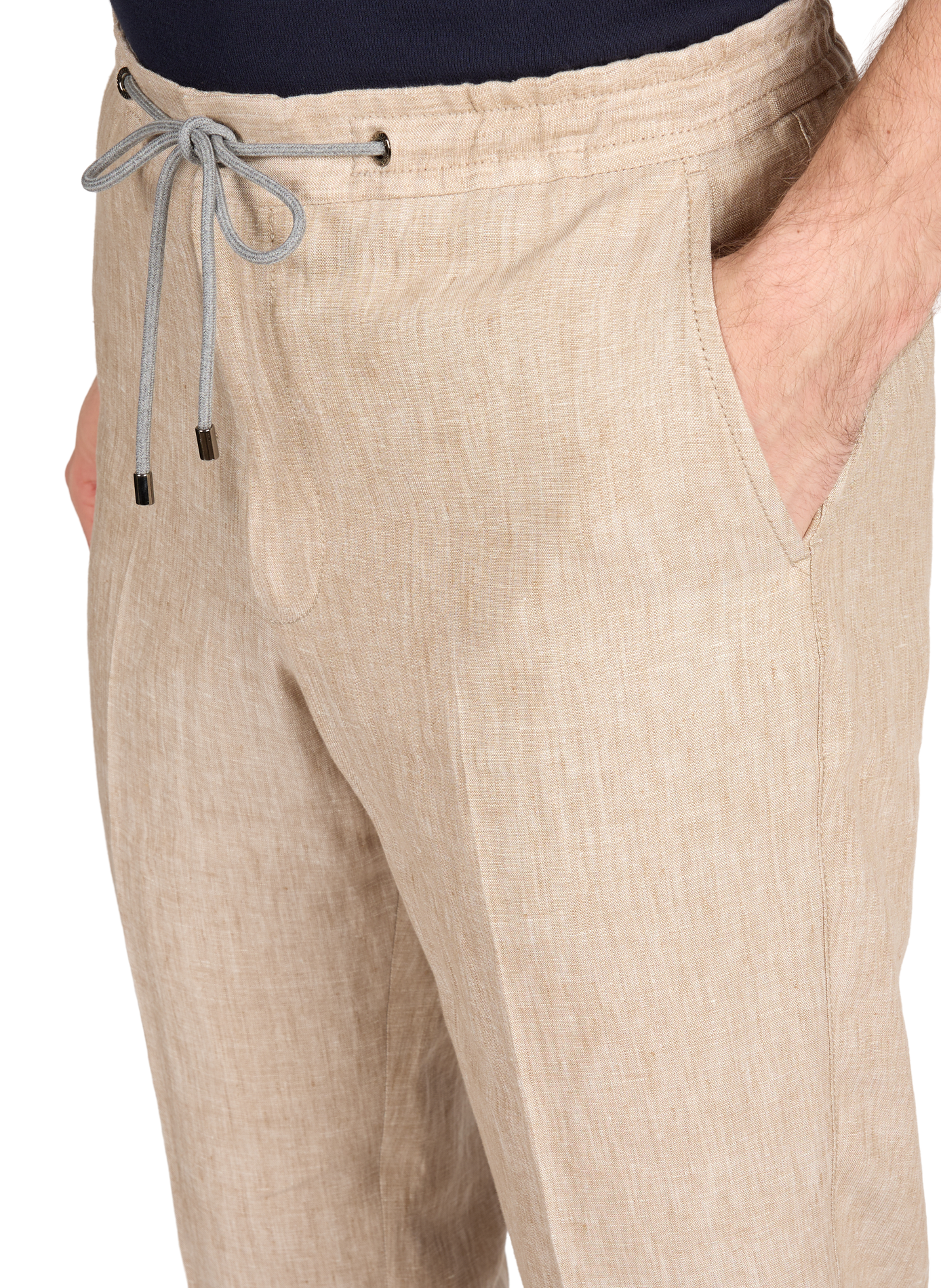 Pantalon regular en lin CORNELIANI Beige