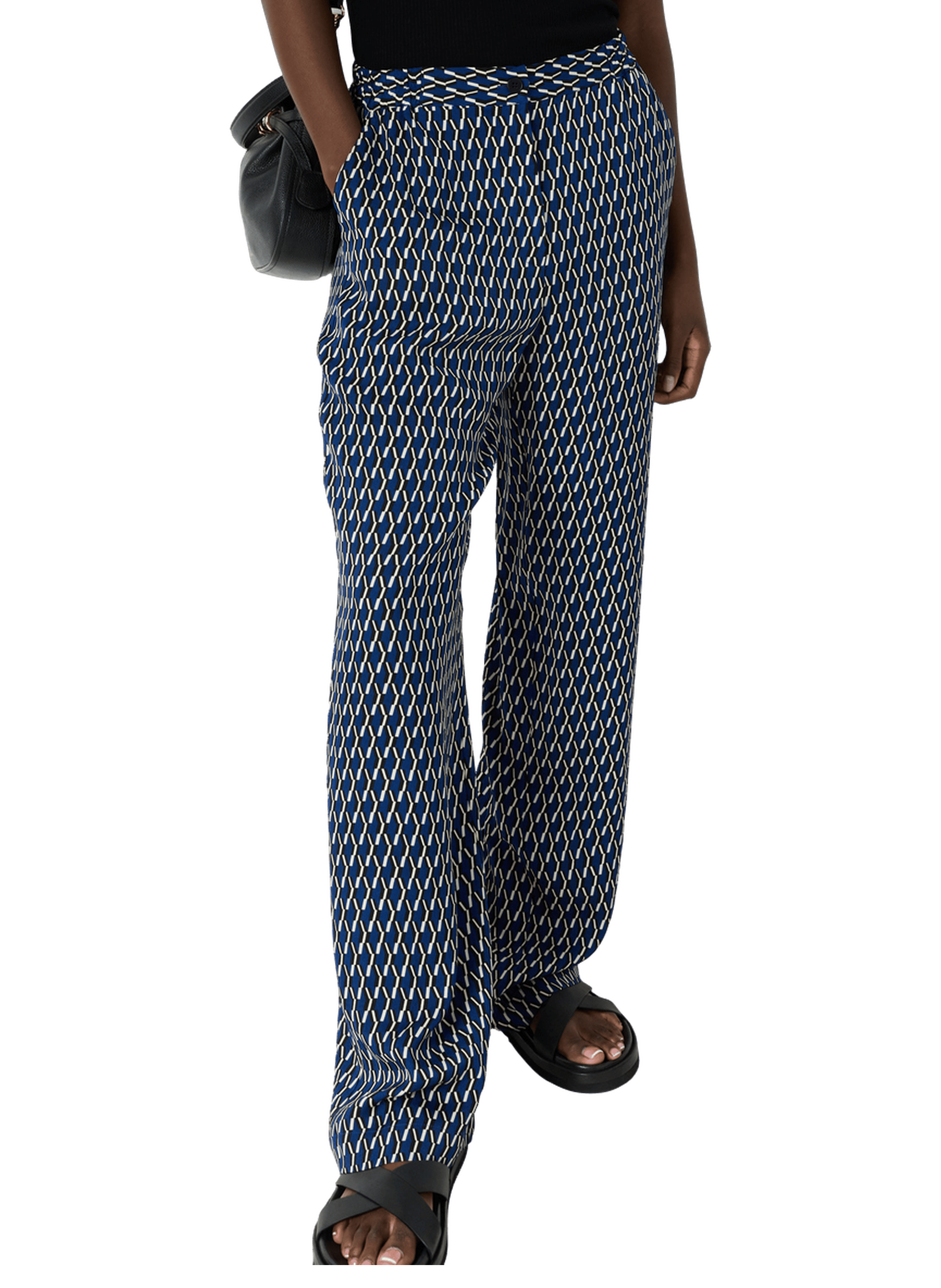 Pantalon fluide à imprimé graphique - ANDRA GERARD DAREL Bleu