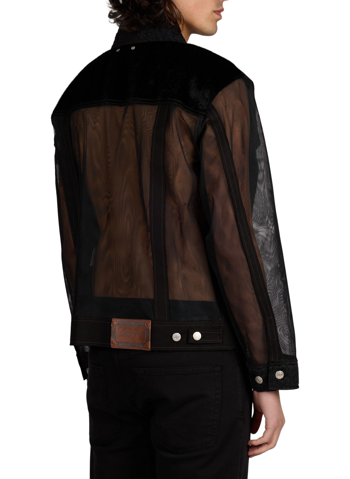 Veste bi-matière semi-transparente à col brodé ANDERSSON BELL Black