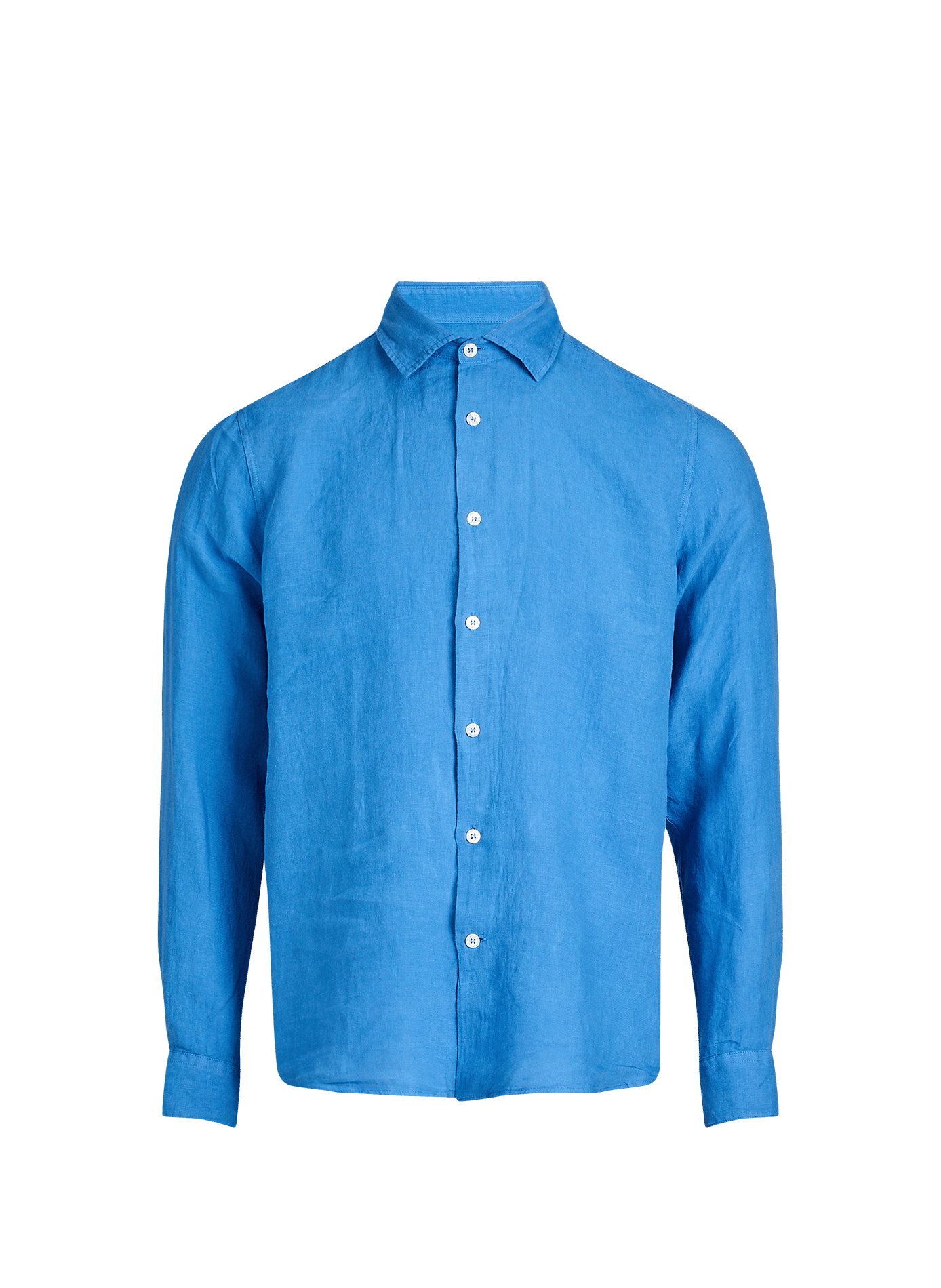 Chemise unie à manches longues en lin LAFAURIE Bleu