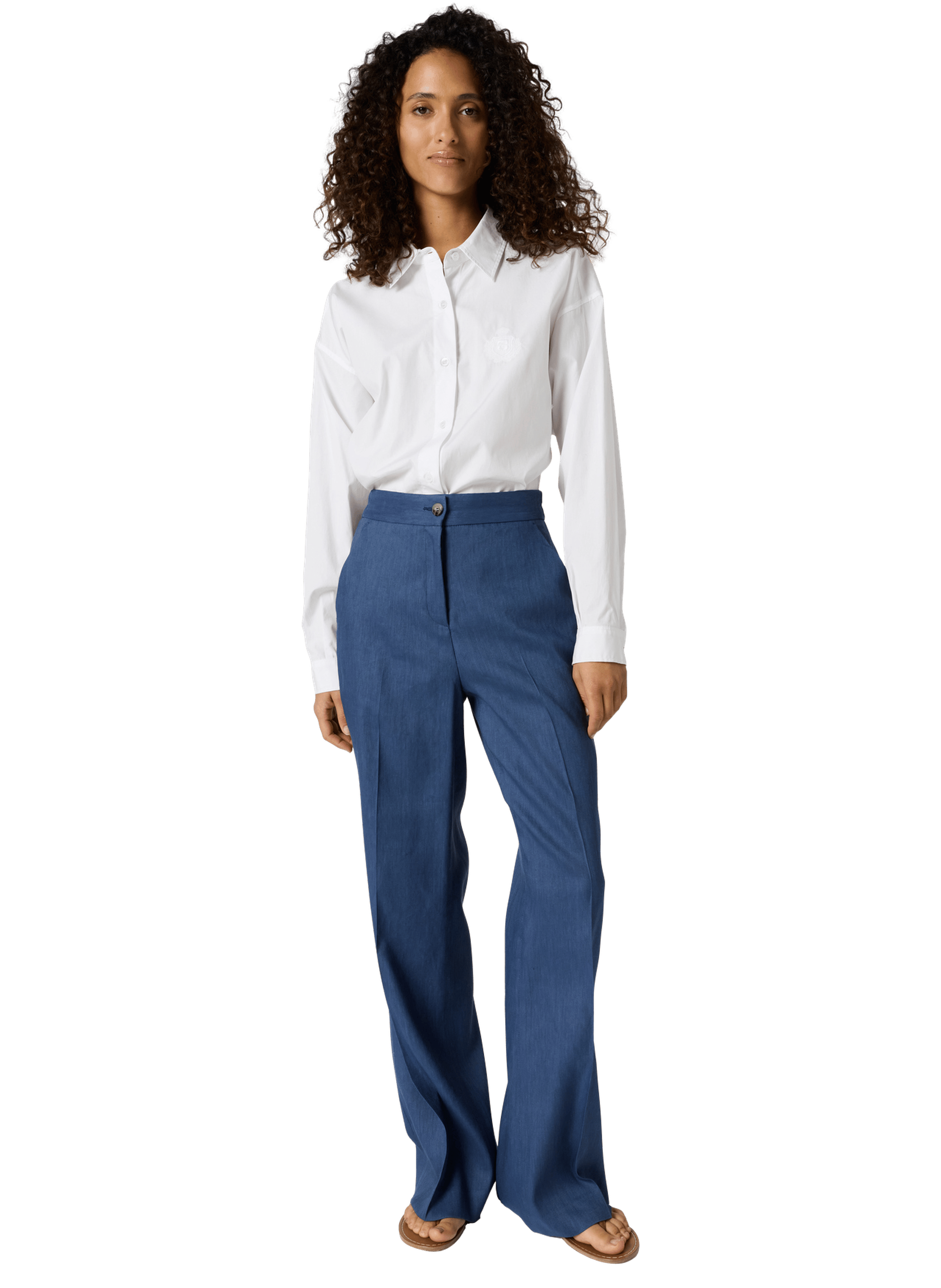 Pantalon droit en lin mélangé - alayna GERARD DAREL Bleu