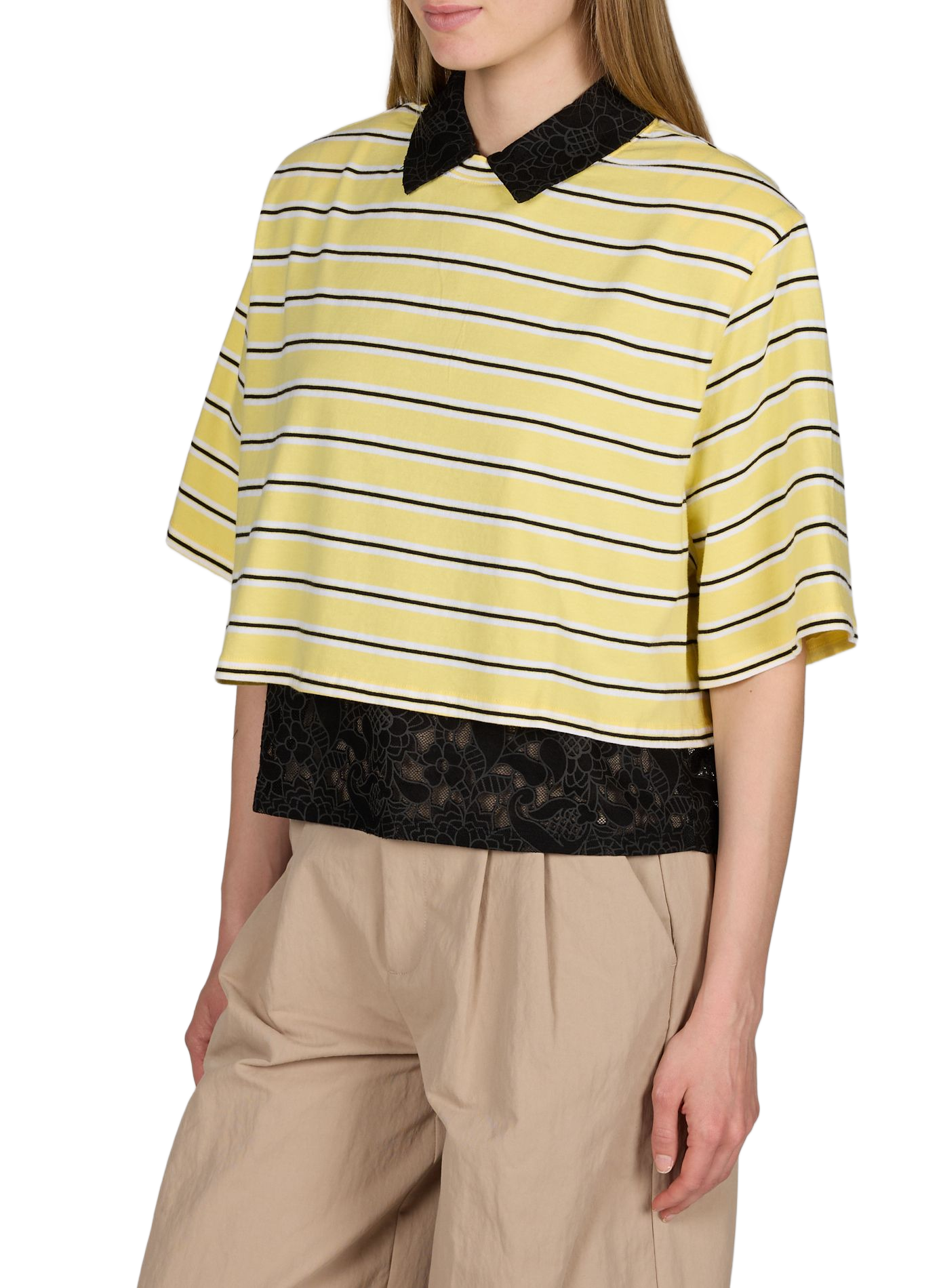 Short oversized striped t-shirt BERENICE Yellow
