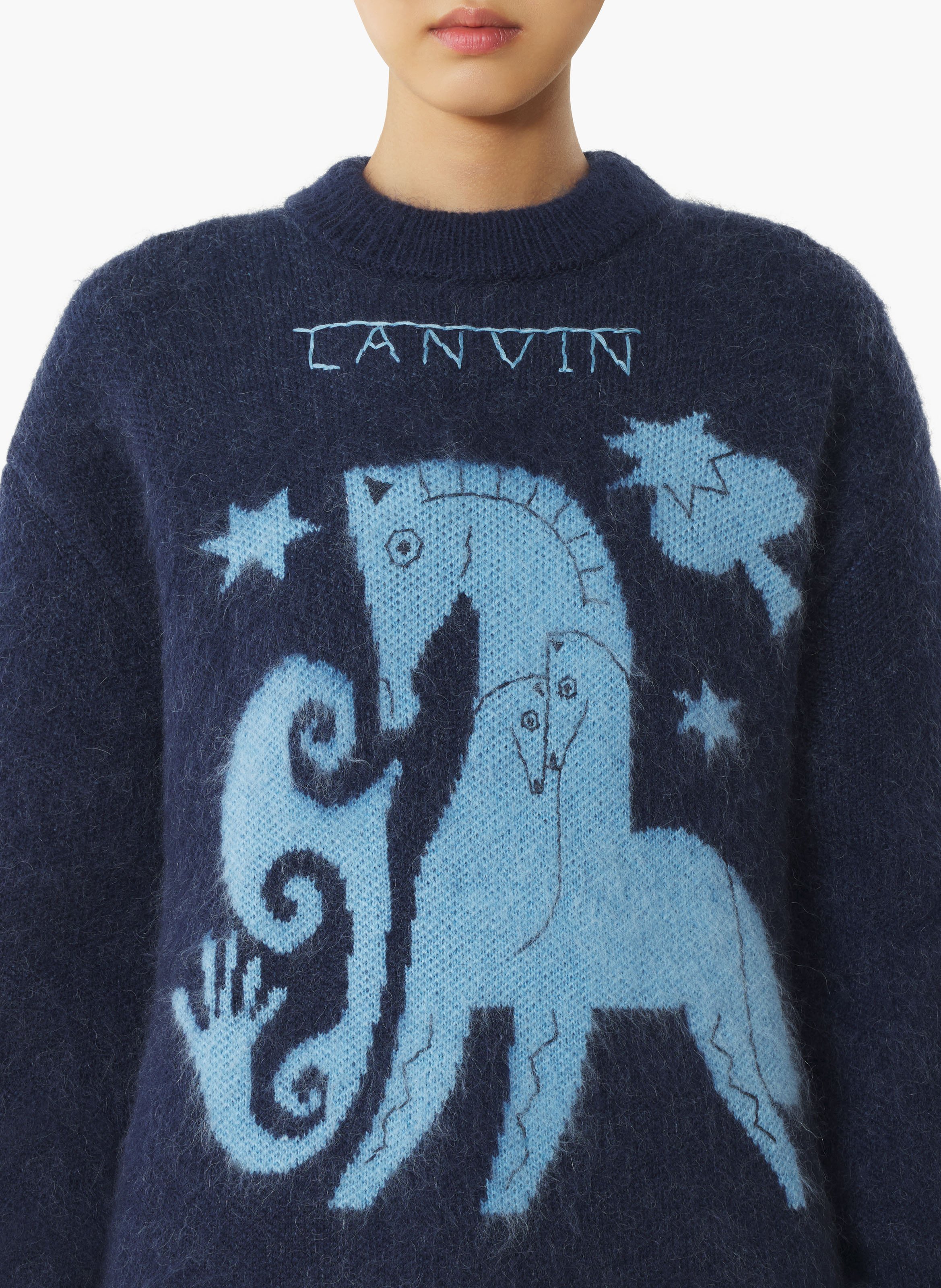 Pull en mohair jacquard lunar year LANVIN Bleu