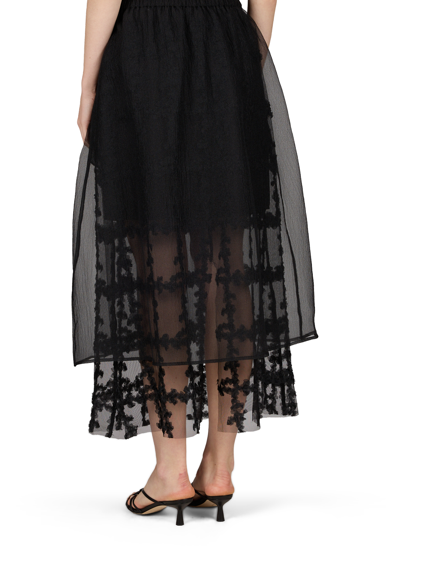 Flowy Long Skirt with Lace Lining BAUM UND PFERDGARTEN Black