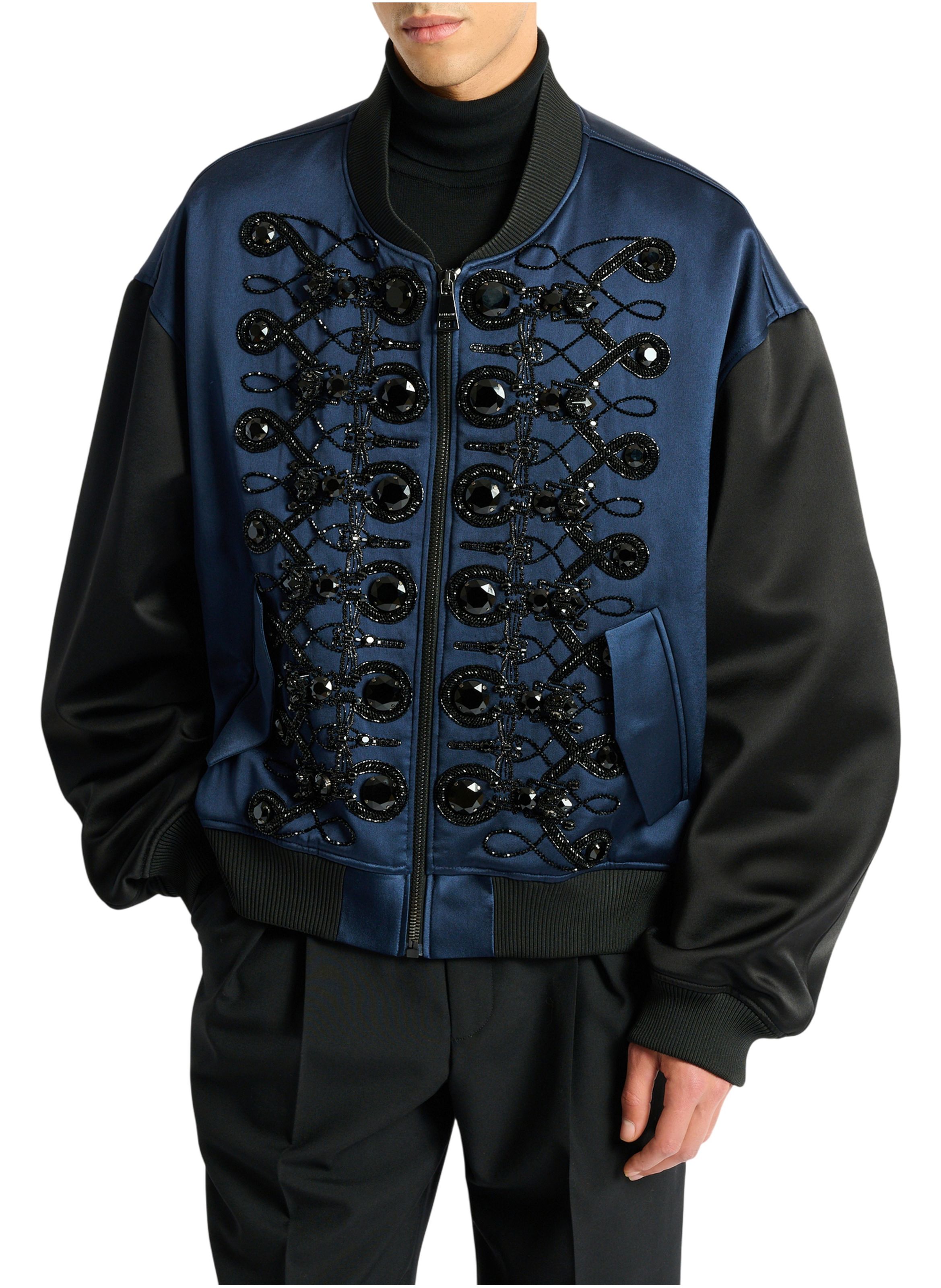 Bomber à brandebourgs en satin BALMAIN Noir
