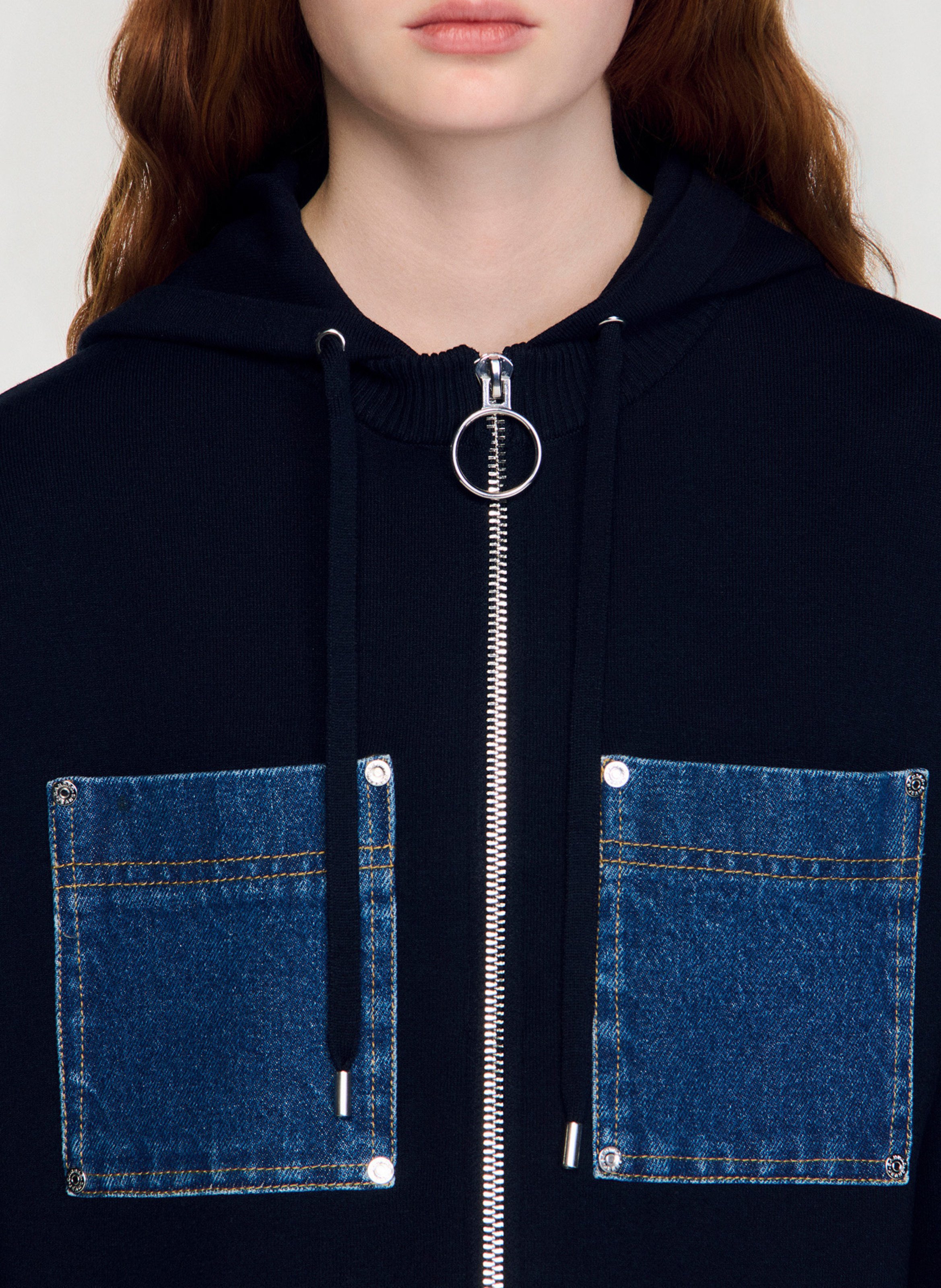 Sweat zippé à capuche SANDRO Bleu