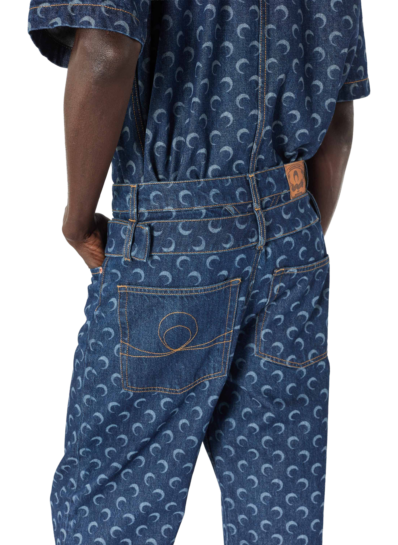 Jean droit ceinturé denim bleu nuit MARINE SERRE Bleu
