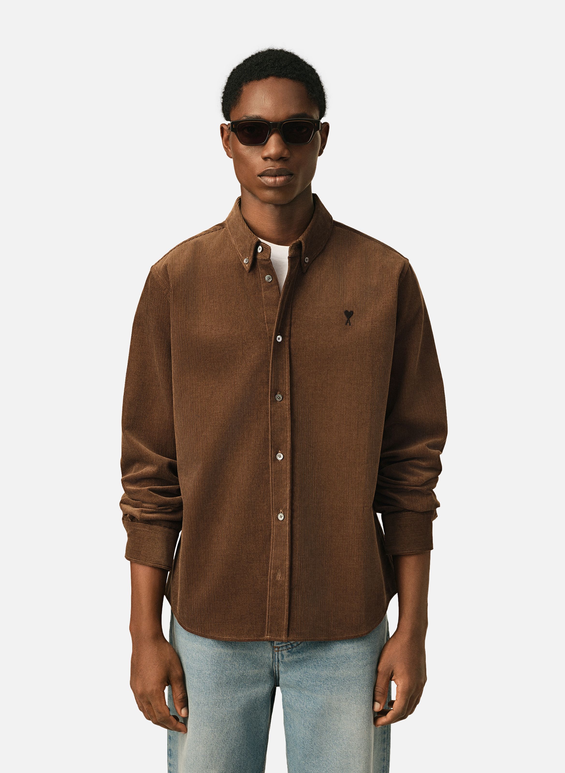 Chemise en velours ami de coeur AMI PARIS Marron