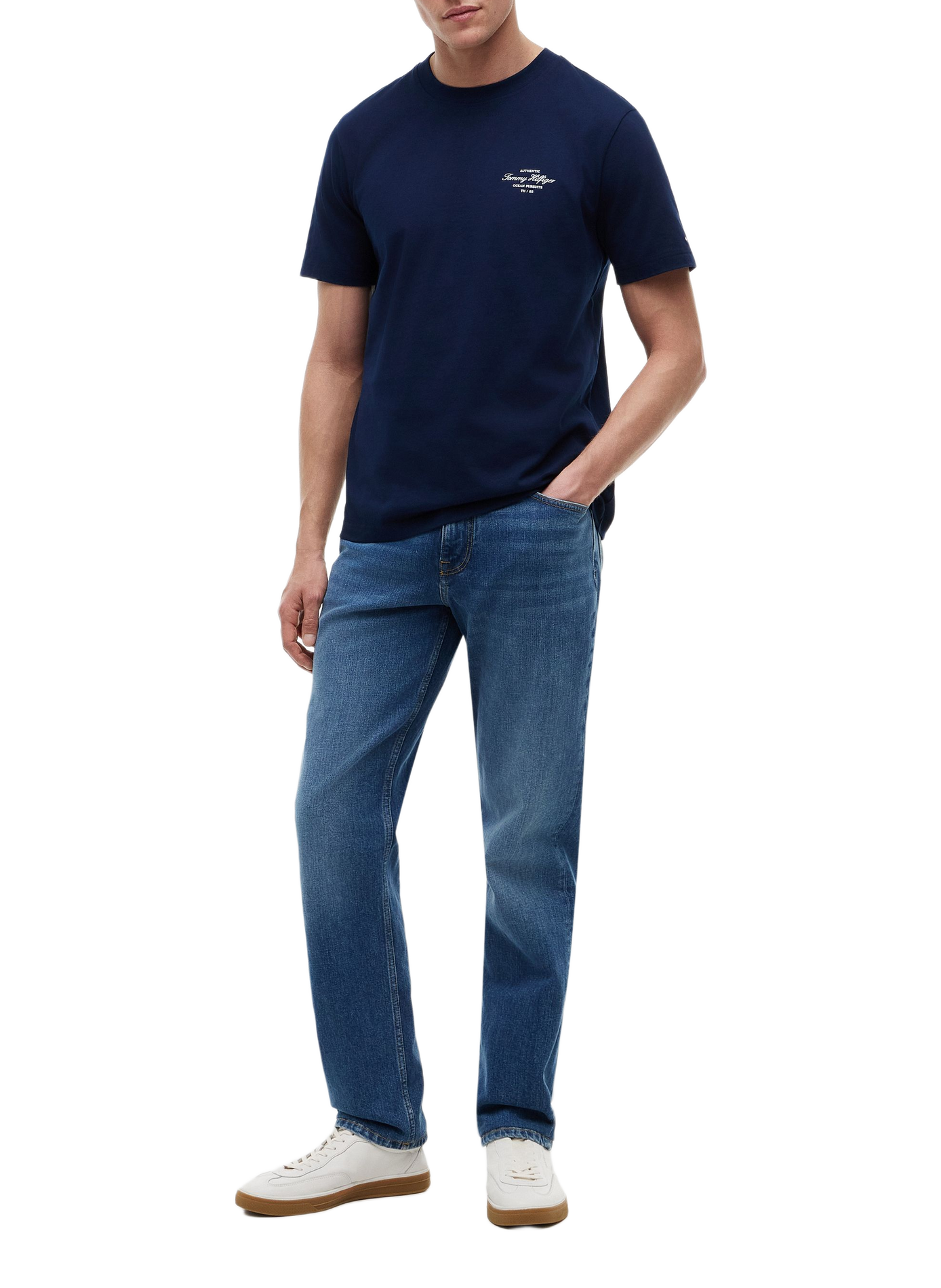 T-shirt droit imprimé en coton TOMMY HILFIGER Bleu