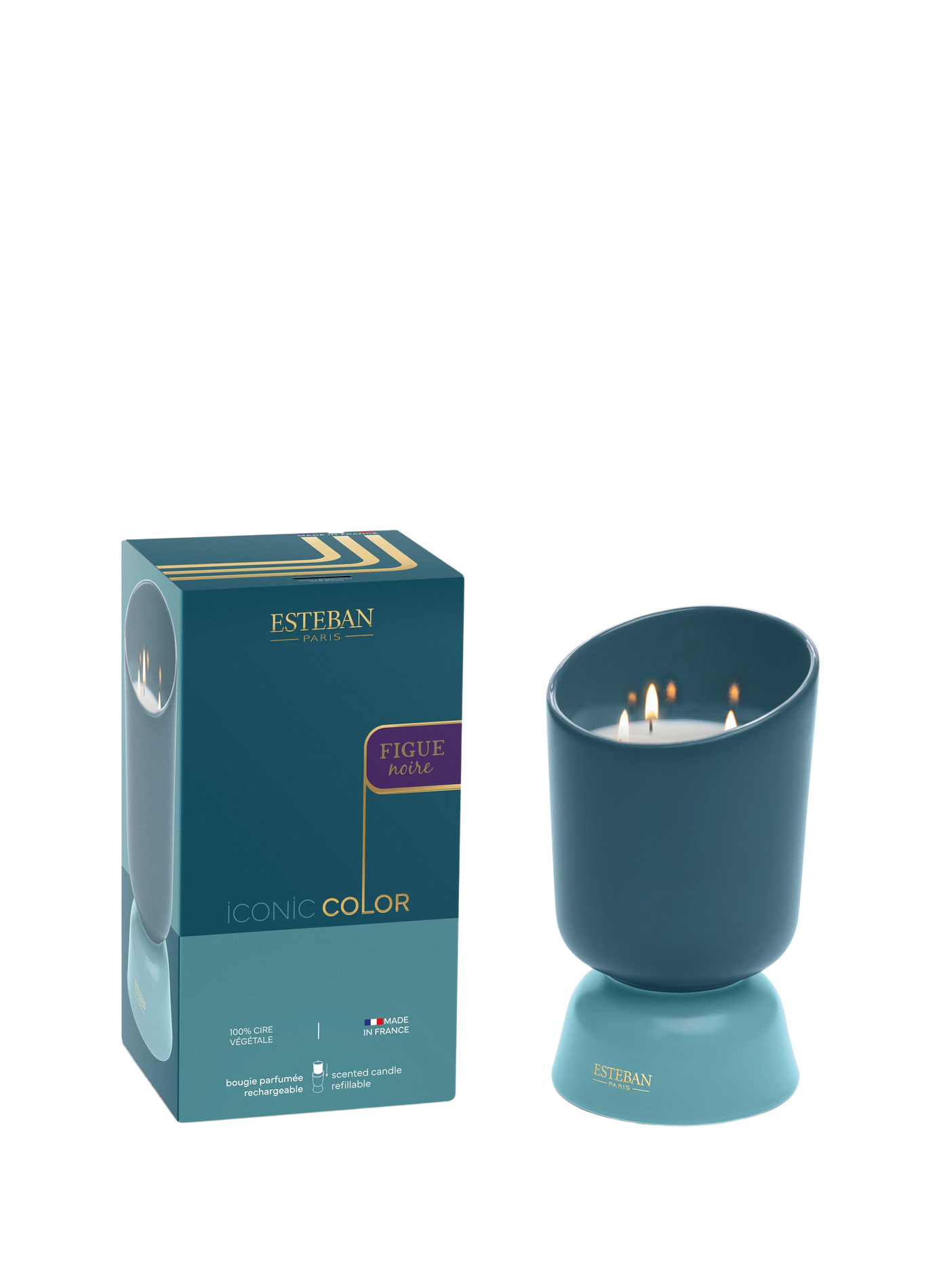 Iconic Color scented candle Rechargeable Black Fig 700g ESTEBAN Purple