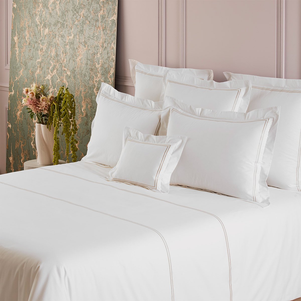 Drap plat en percale de coton, duo YVES DELORME Gris