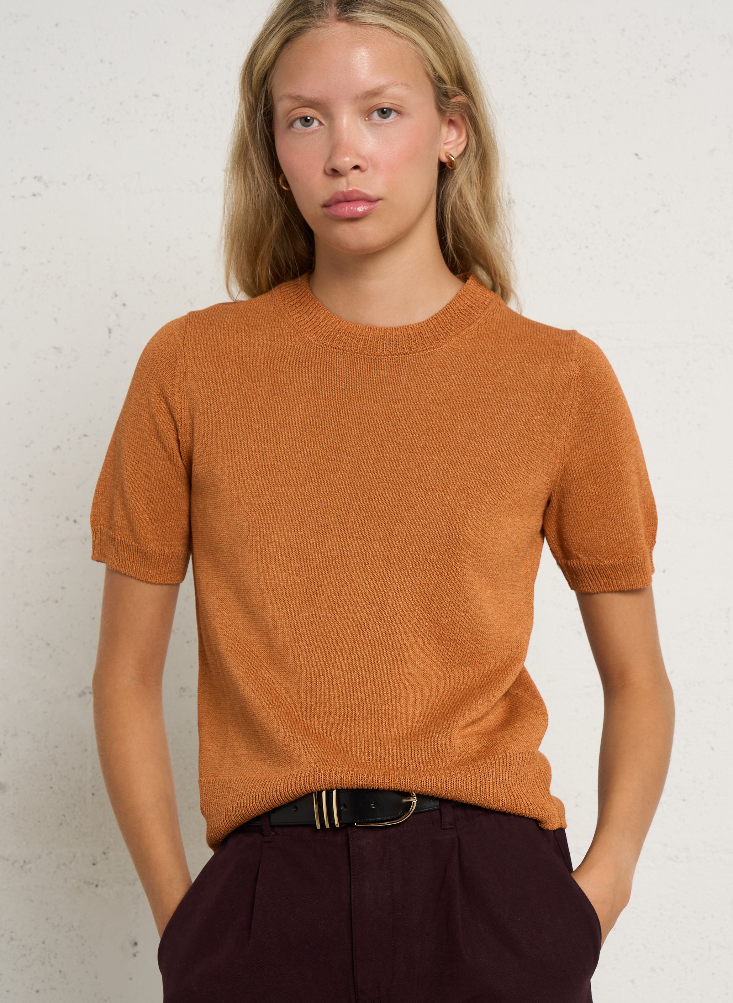 T-shirt col rond en coton mélangé amanda MAISON 123 Doré