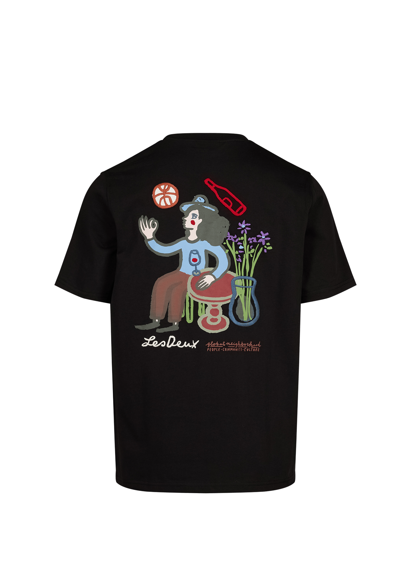 T-shirt droit à motif brodé en coton LES DEUX Noir