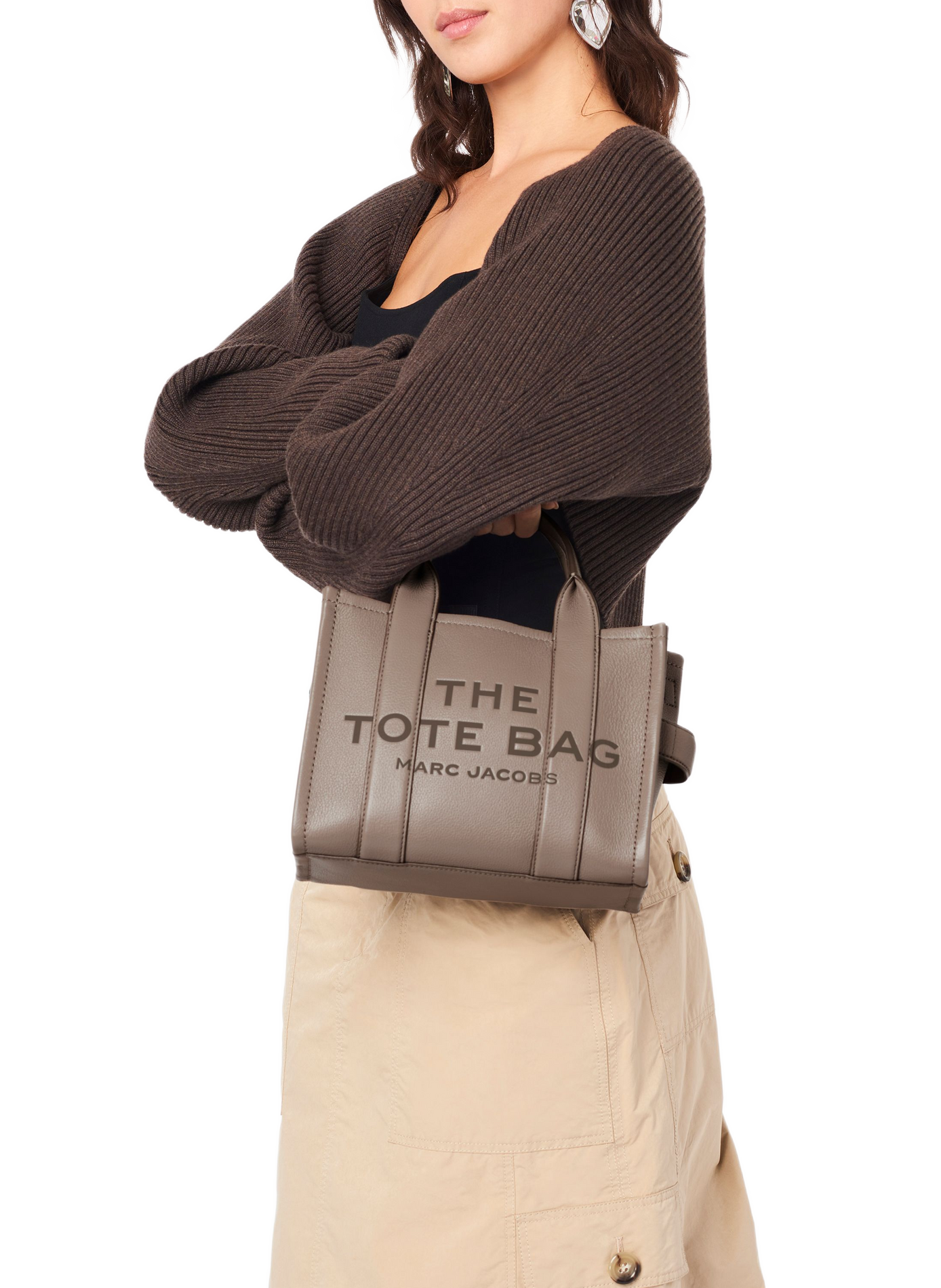 The Tote mini leather tote bag MARC JACOBS Grey