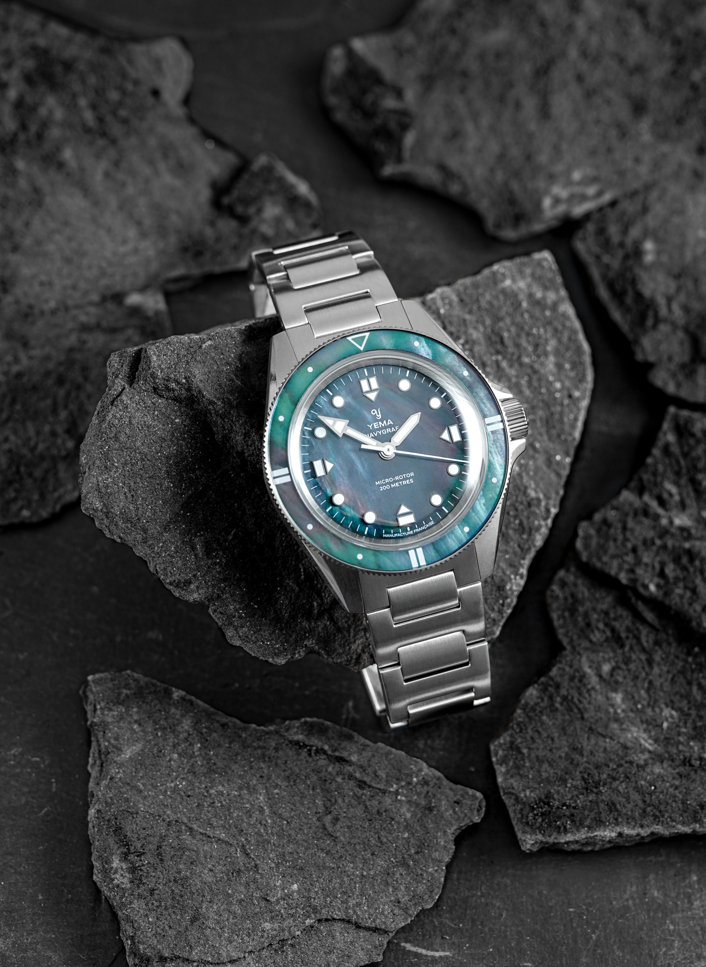 Montre automatique Navygraf Pearl CMM.20 en acier inoxydable YEMA Bleu