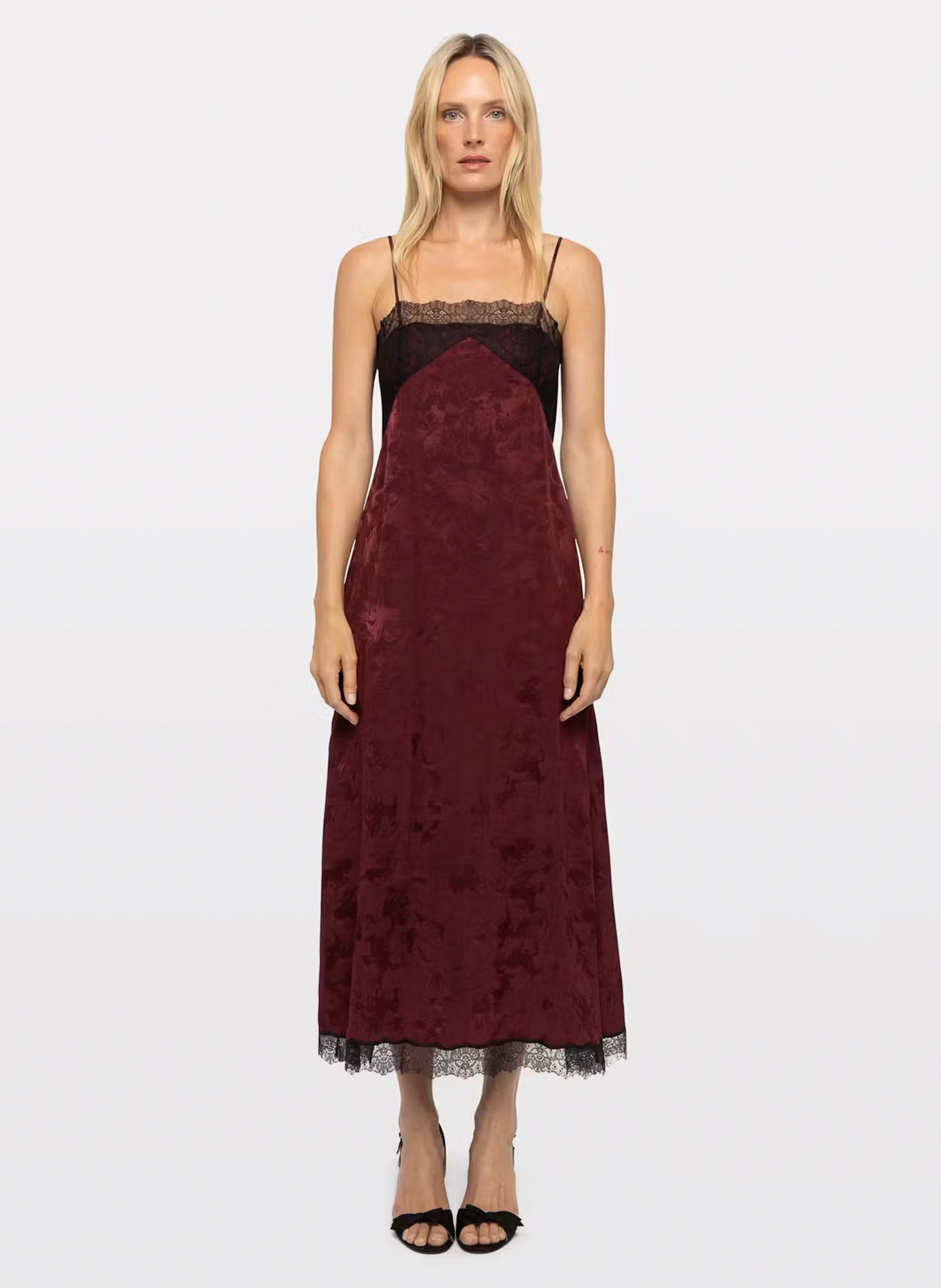 Robe longue jacquard avec dentelle en soie ridar ZADIG&VOLTAIRE Rouge