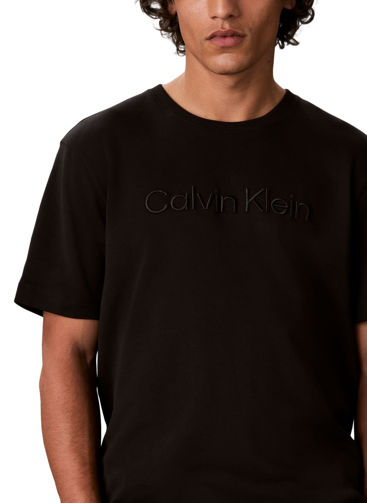 T-shirt droit en coton CALVIN KLEIN Noir