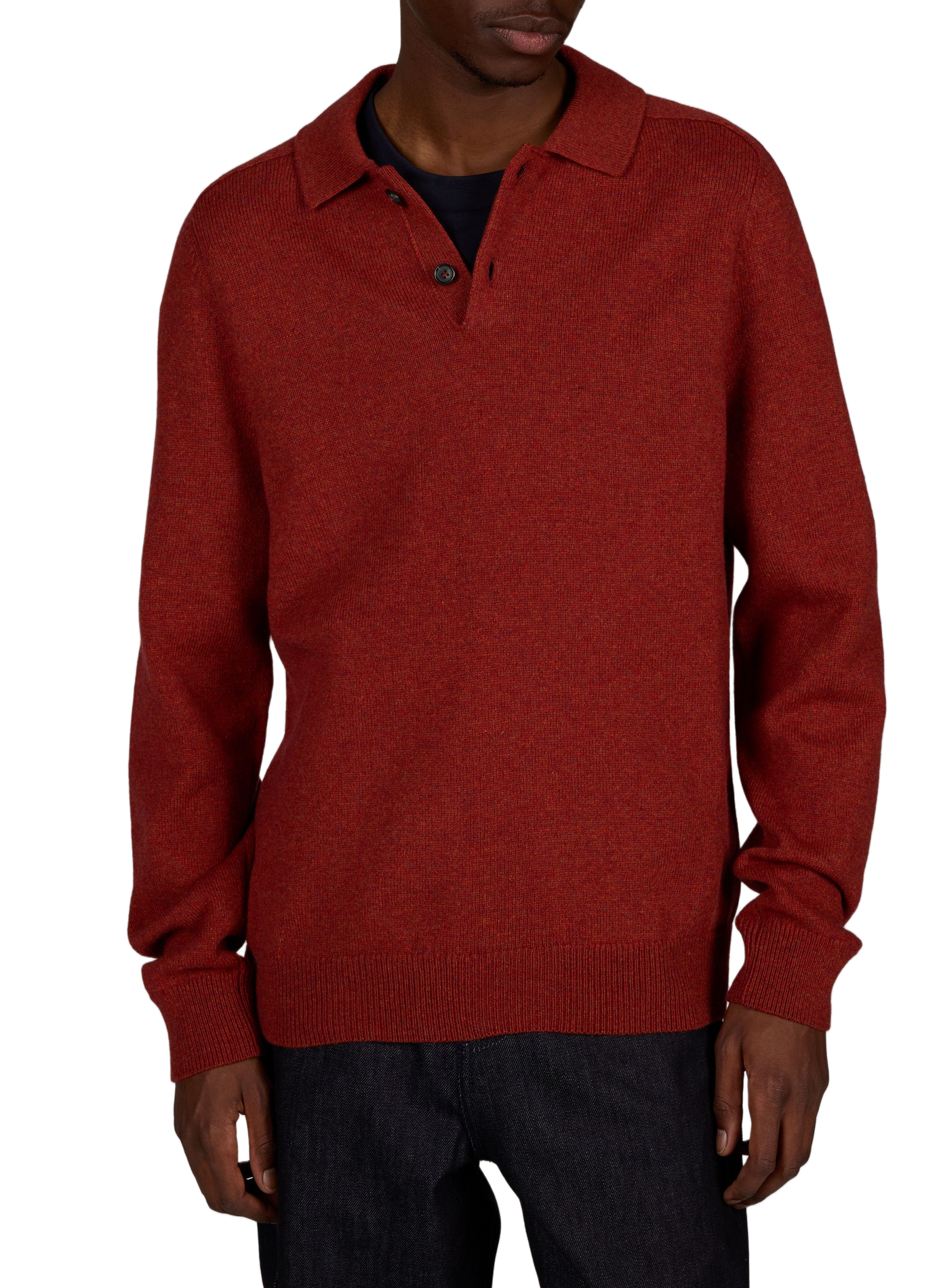 Plain wool long-sleeve polo PAUL SMITH Red
