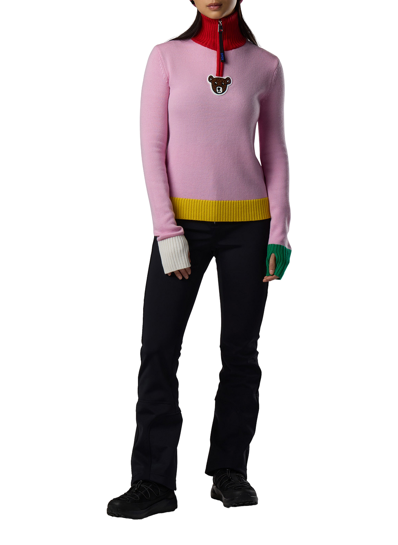 Merino wool zip neck jumper ROSSIGNOL Pink