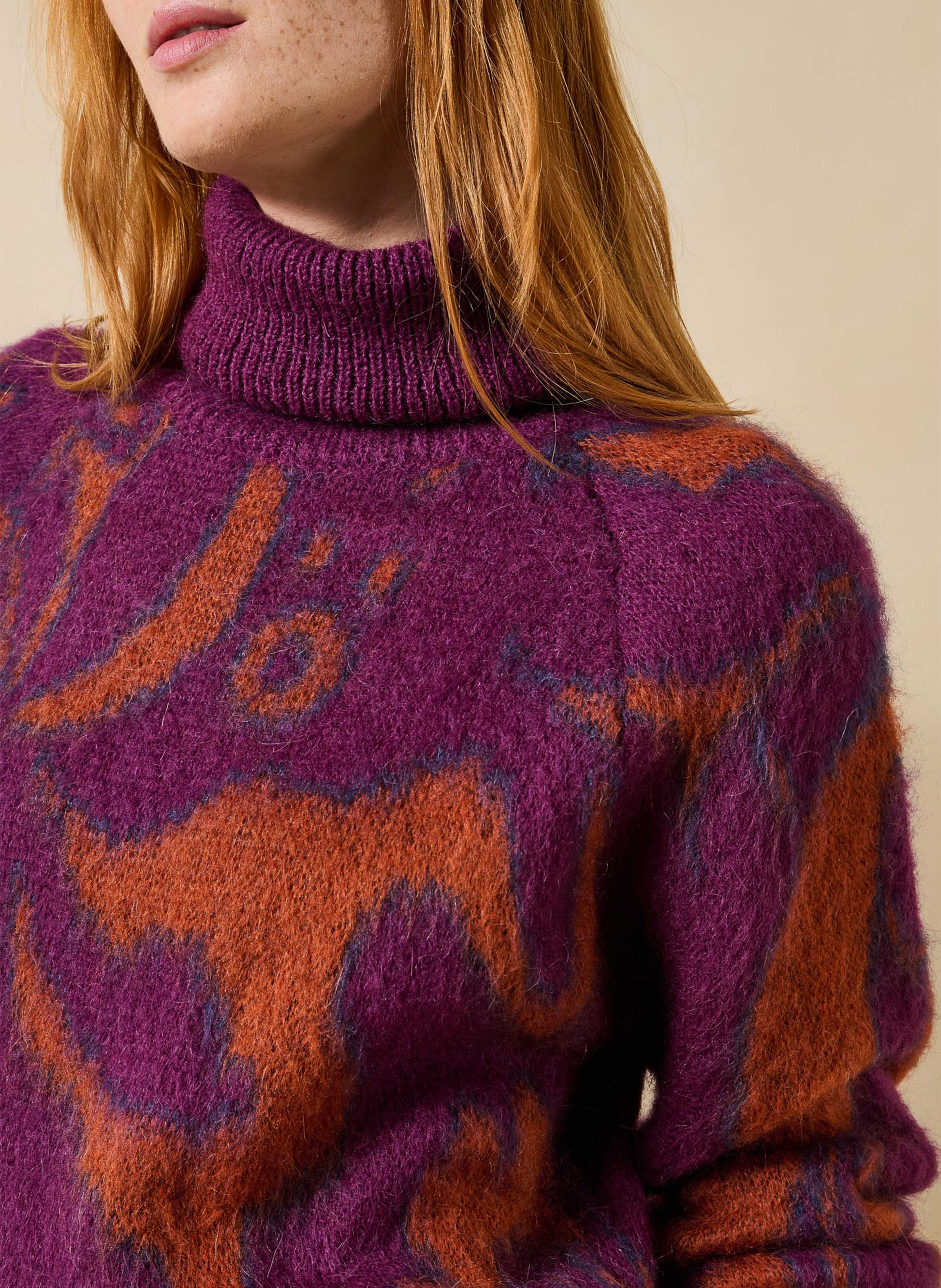 Ruimvallende jacquardtrui van een mohairmix LA FEE MARABOUTEE Veelkleurig