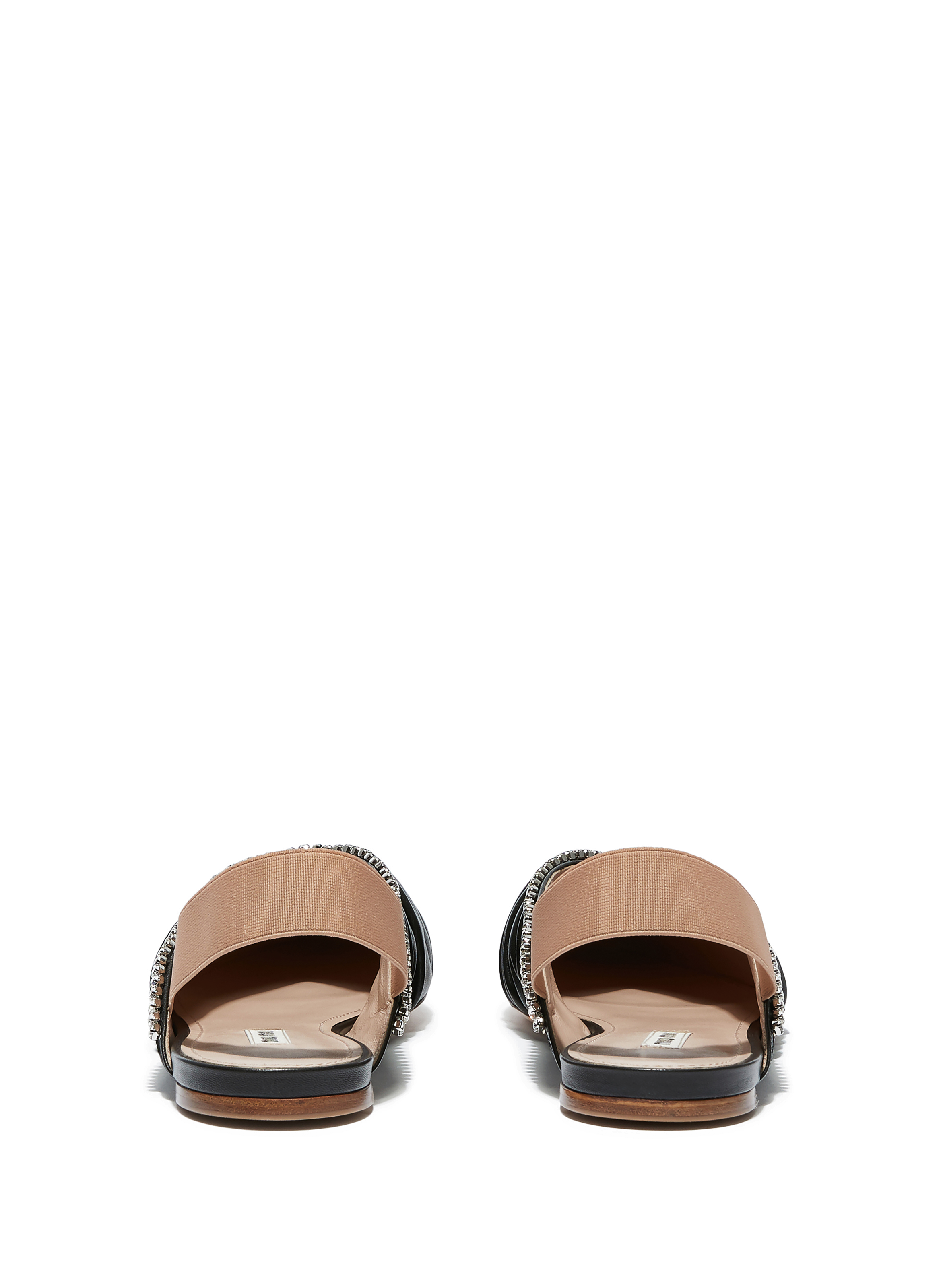 Slingback en cuir et cristaux Noir