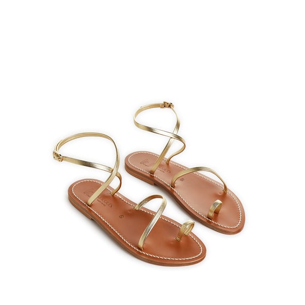 Kjacques Flat Leather Sandals In Golden